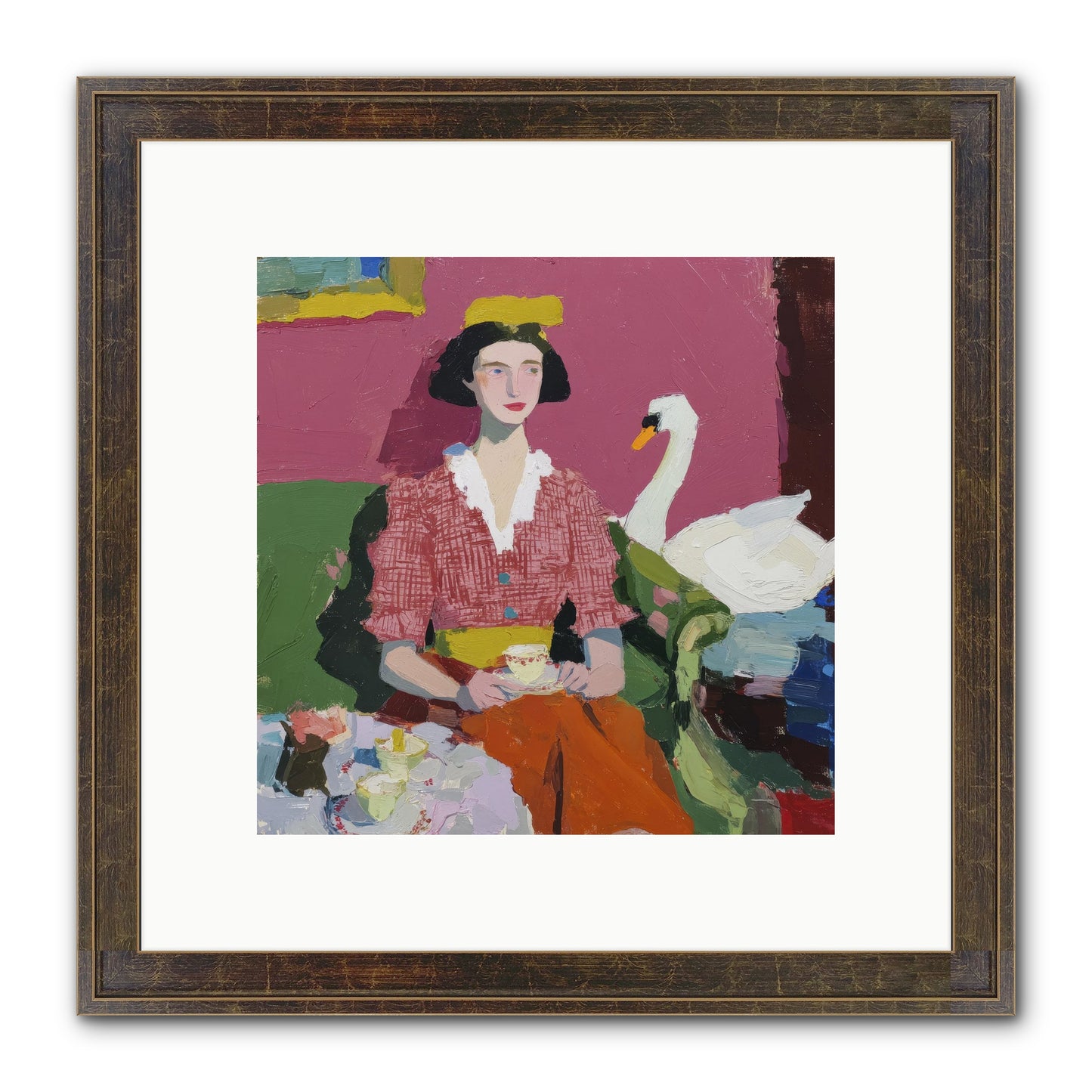 The Unlikely Guest Framed Print - Slimwoods Black/Gold 10x10