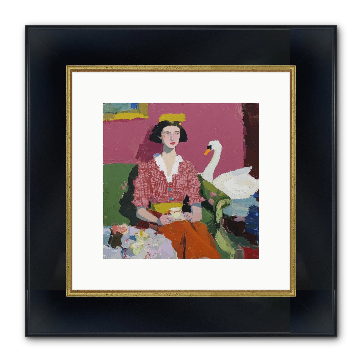 The Unlikely Guest Framed Print - Wide Black w/Gold 10x10