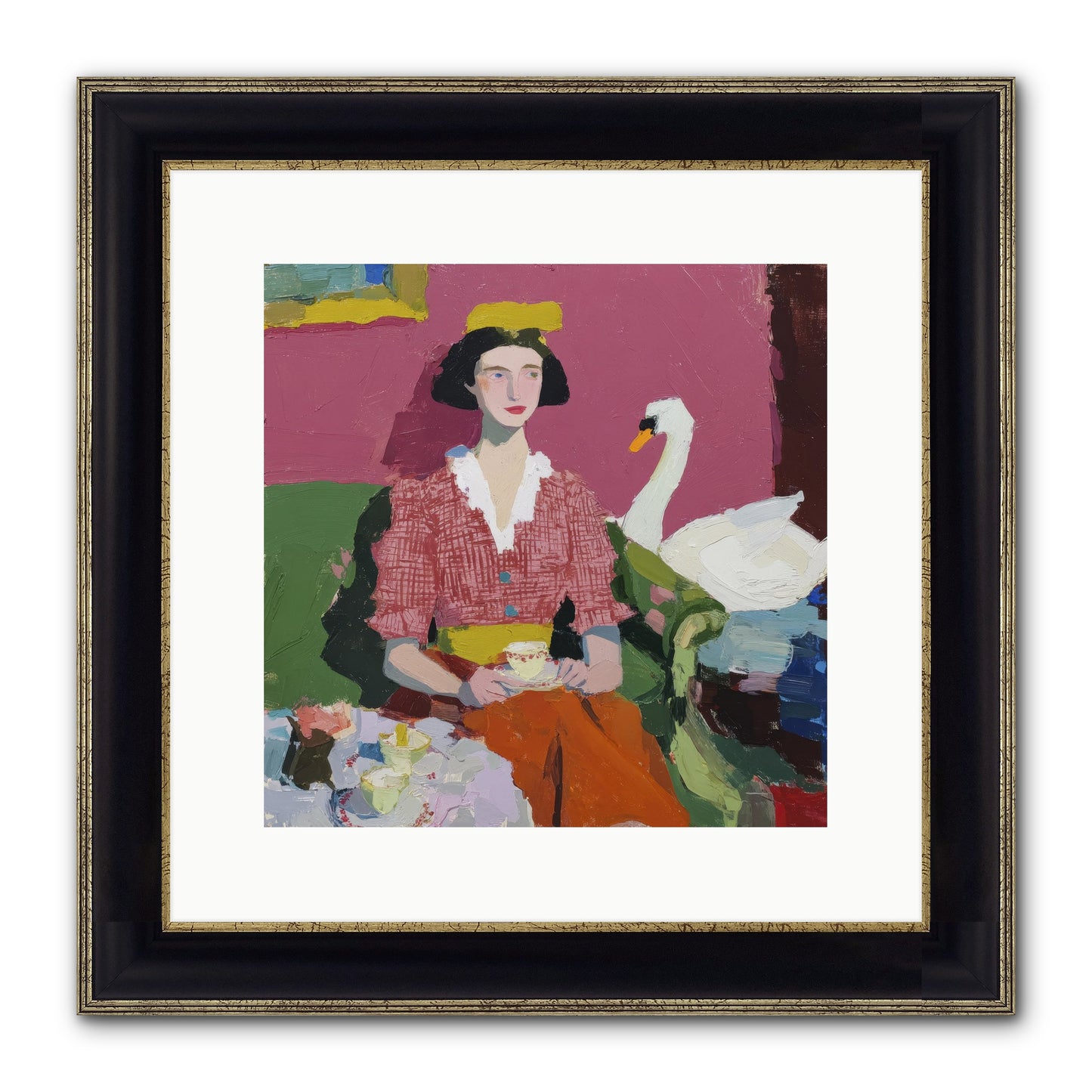 The Unlikely Guest Framed Print - Black & Gold 12x12