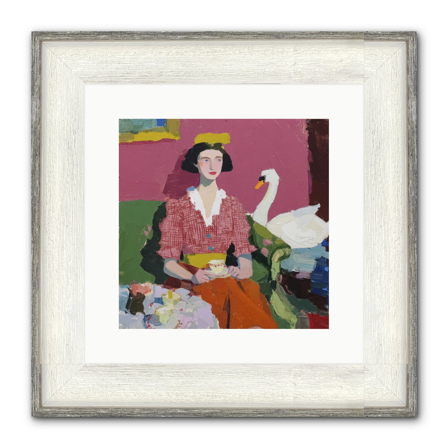The Unlikely Guest Framed Print - Driftwood White 12x12
