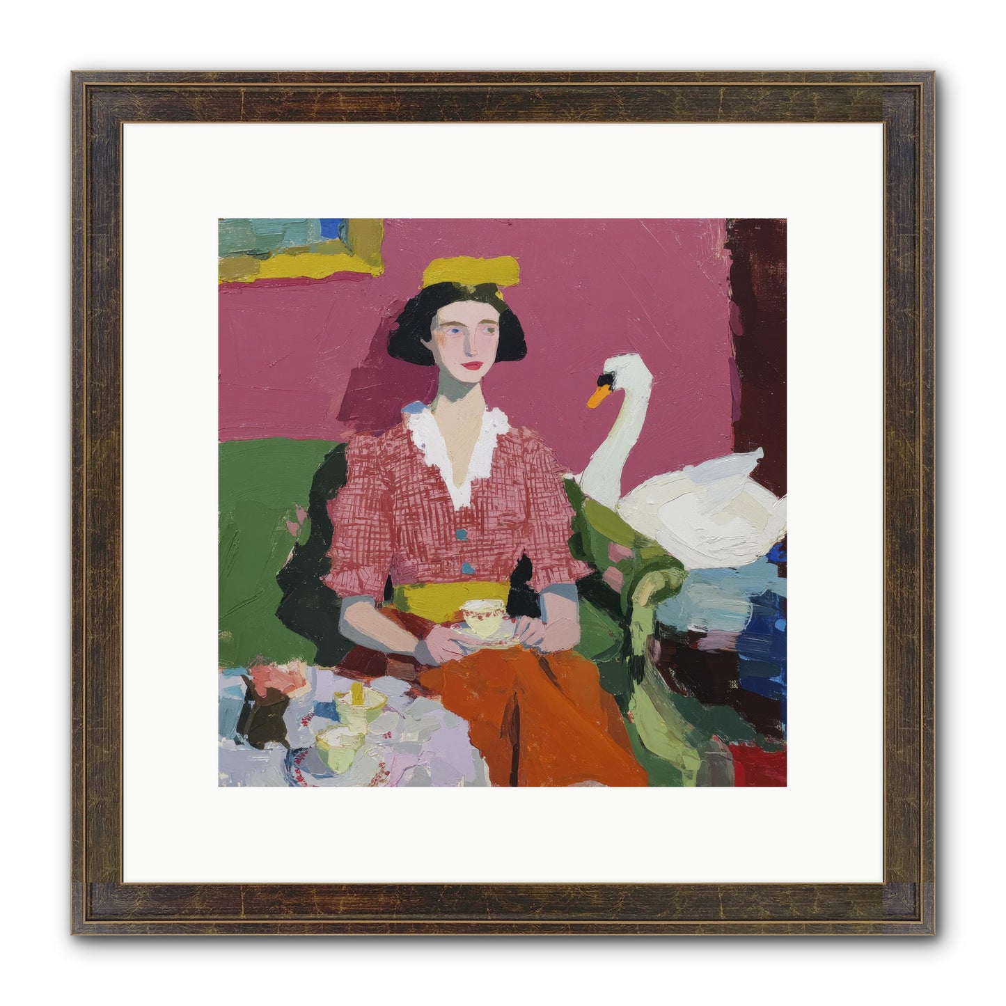 The Unlikely Guest Framed Print - Slimwoods Black/Gold 12x12