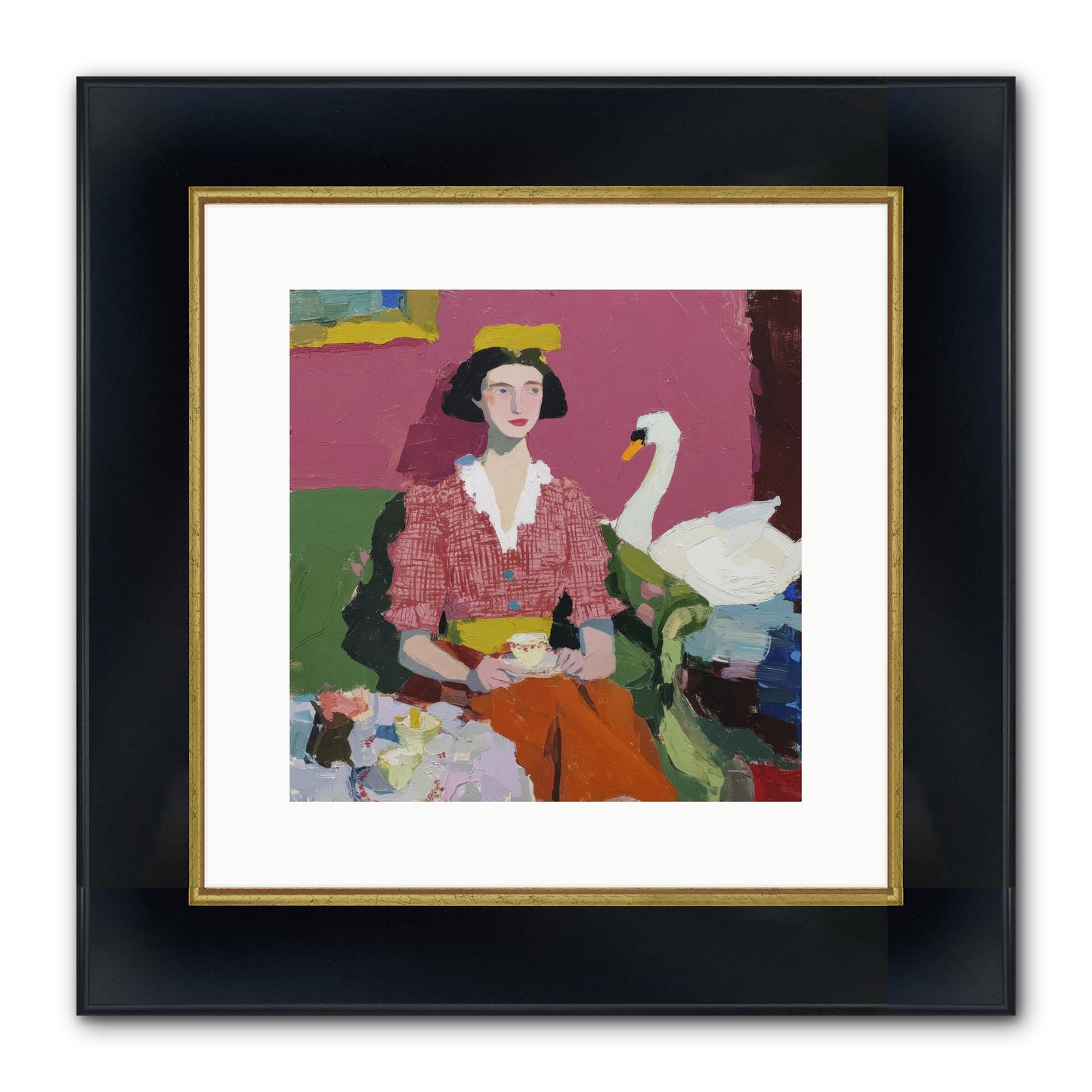 The Unlikely Guest Framed Print - Wide Black w/Gold 12x12