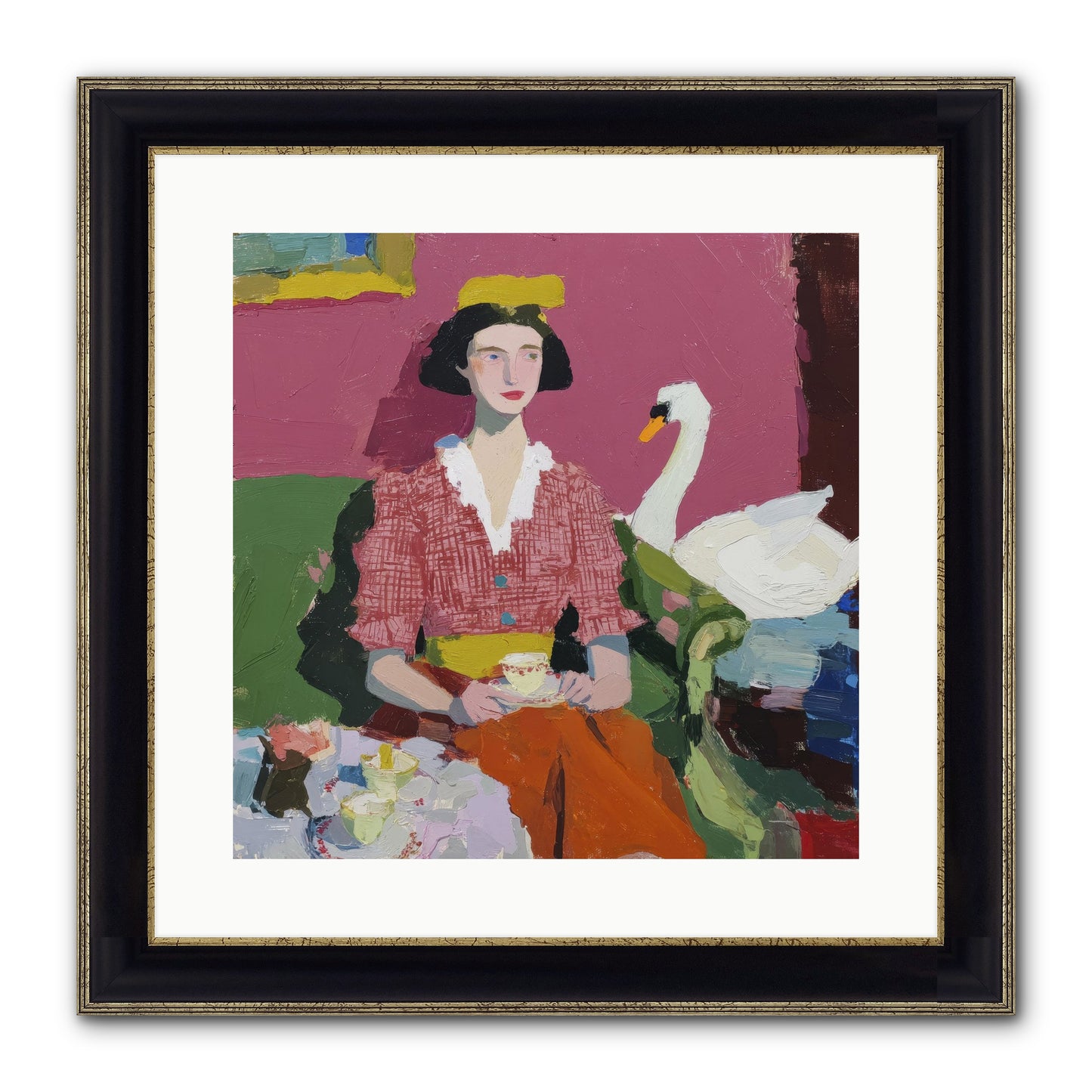 The Unlikely Guest Framed Print - Black & Gold 16x16