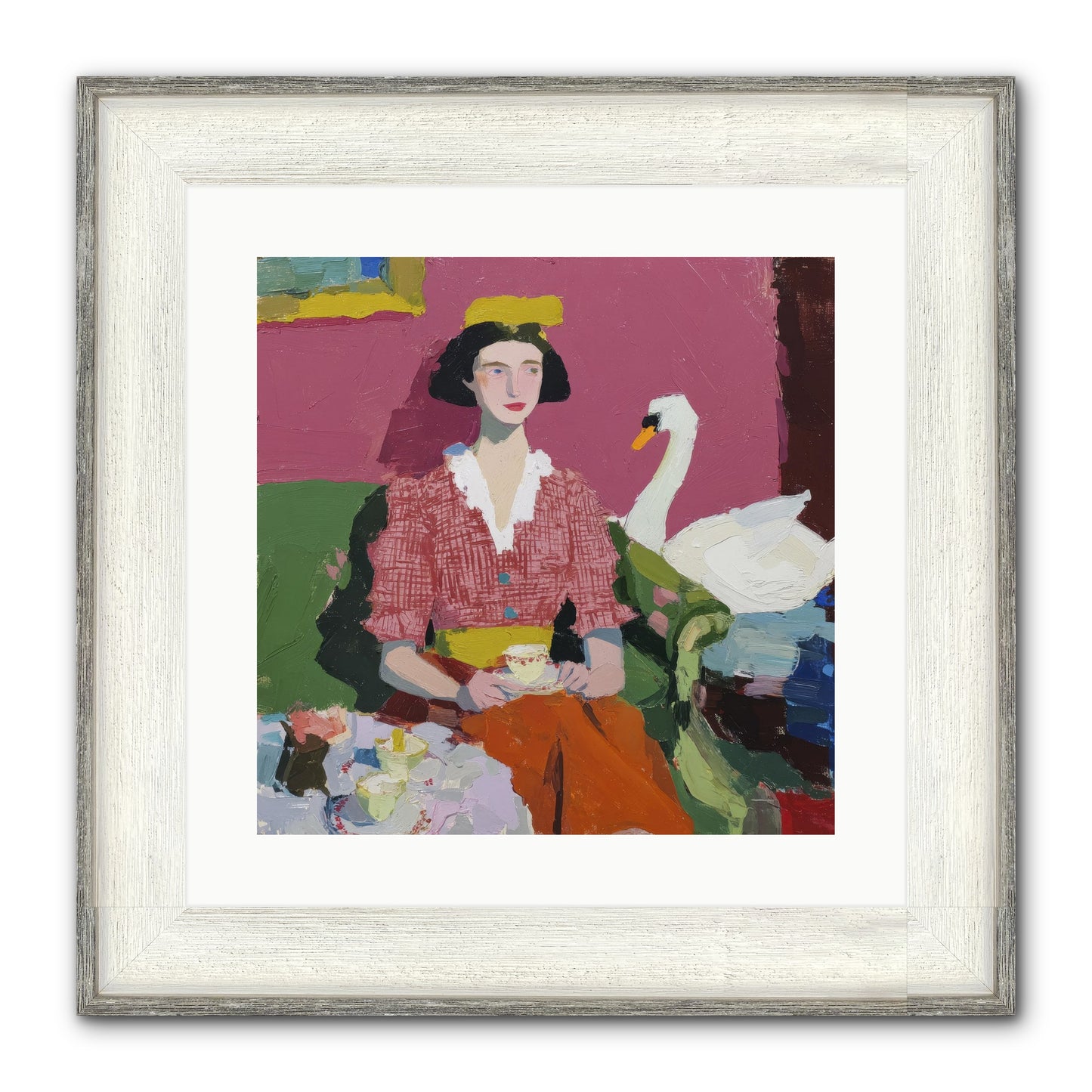 The Unlikely Guest Framed Print - Driftwood White 16x16