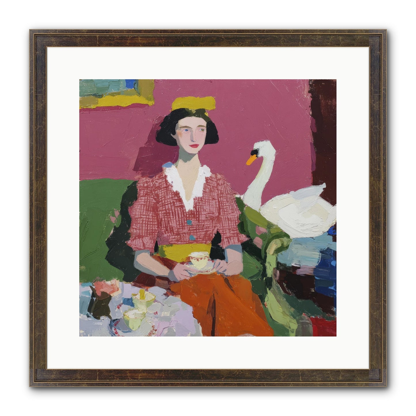The Unlikely Guest Framed Print - Slimwoods Black/Gold 16x16