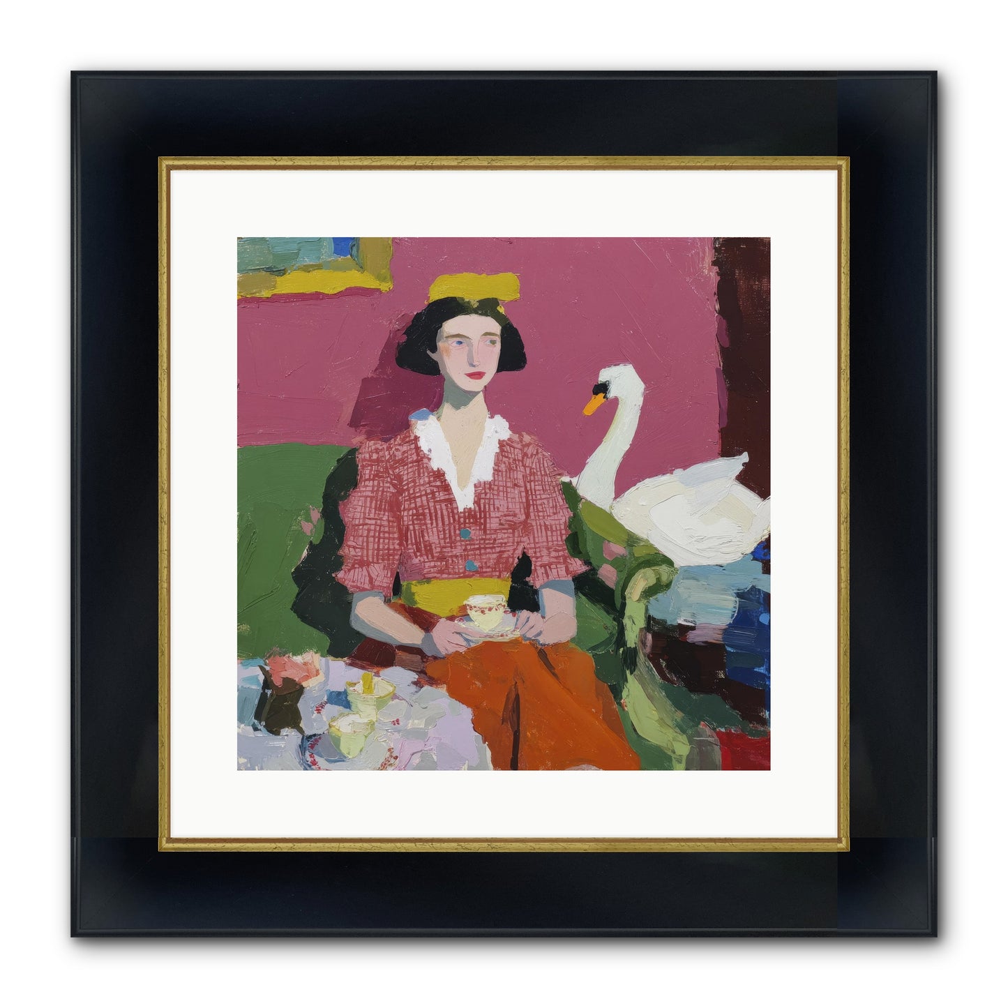 The Unlikely Guest Framed Print - Wide Black w/Gold 16x16