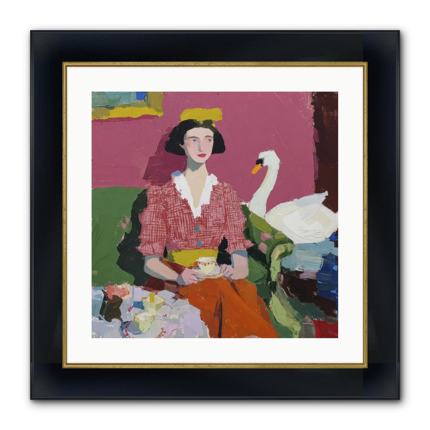 The Unlikely Guest Framed Print - Wide Black w/Gold 20x20