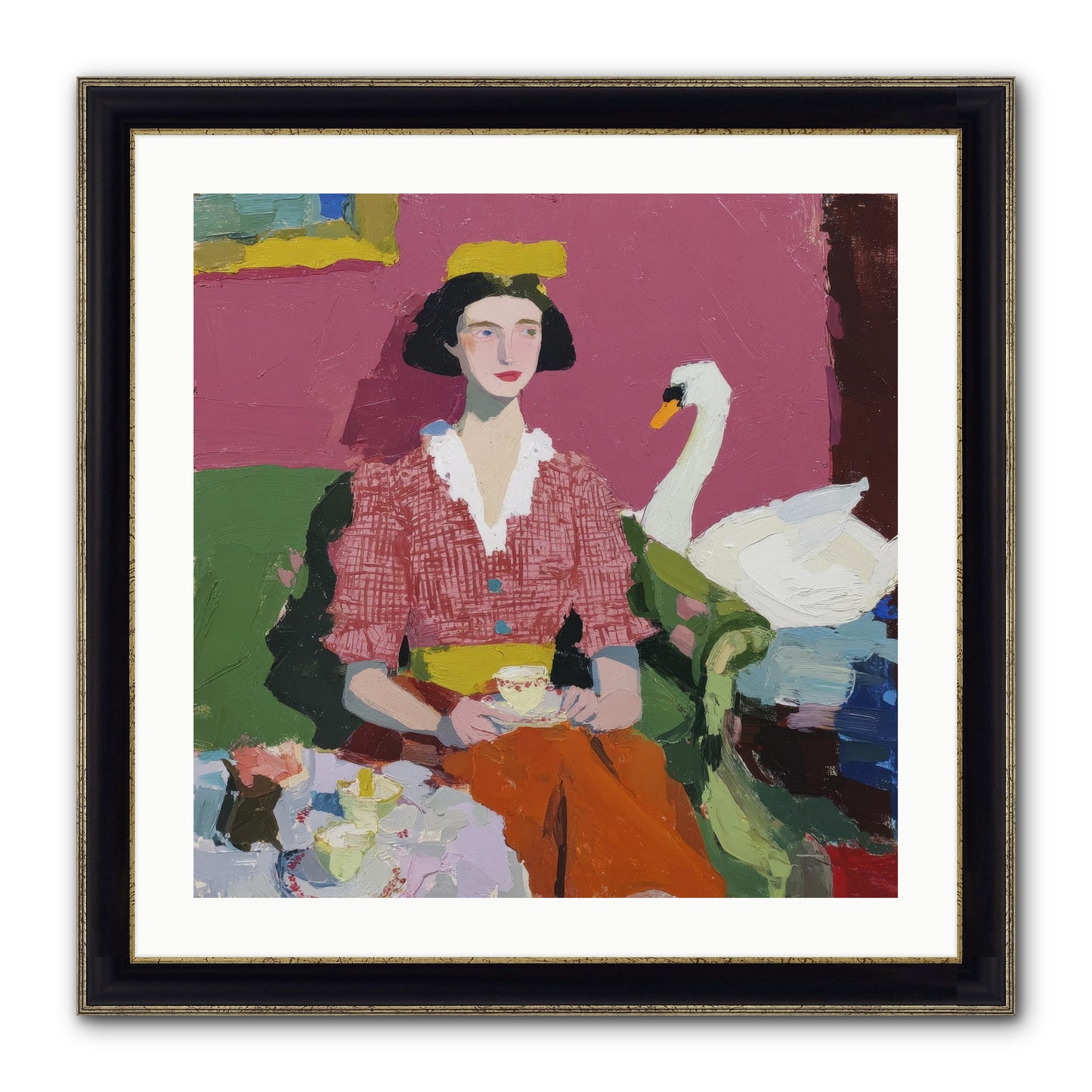 The Unlikely Guest Framed Print - Black & Gold 24x24