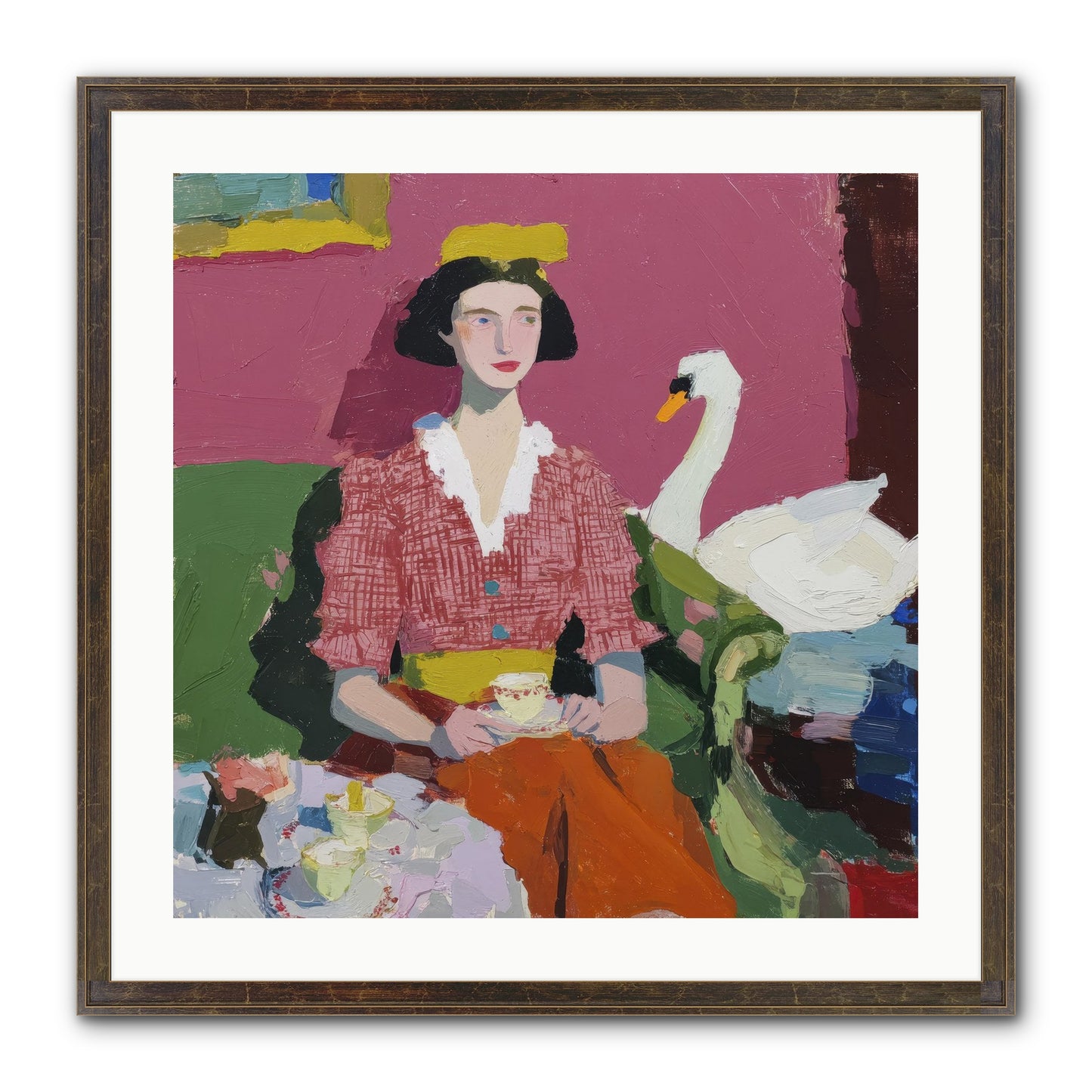 The Unlikely Guest Framed Print - Slimwoods Black/Gold 24x24