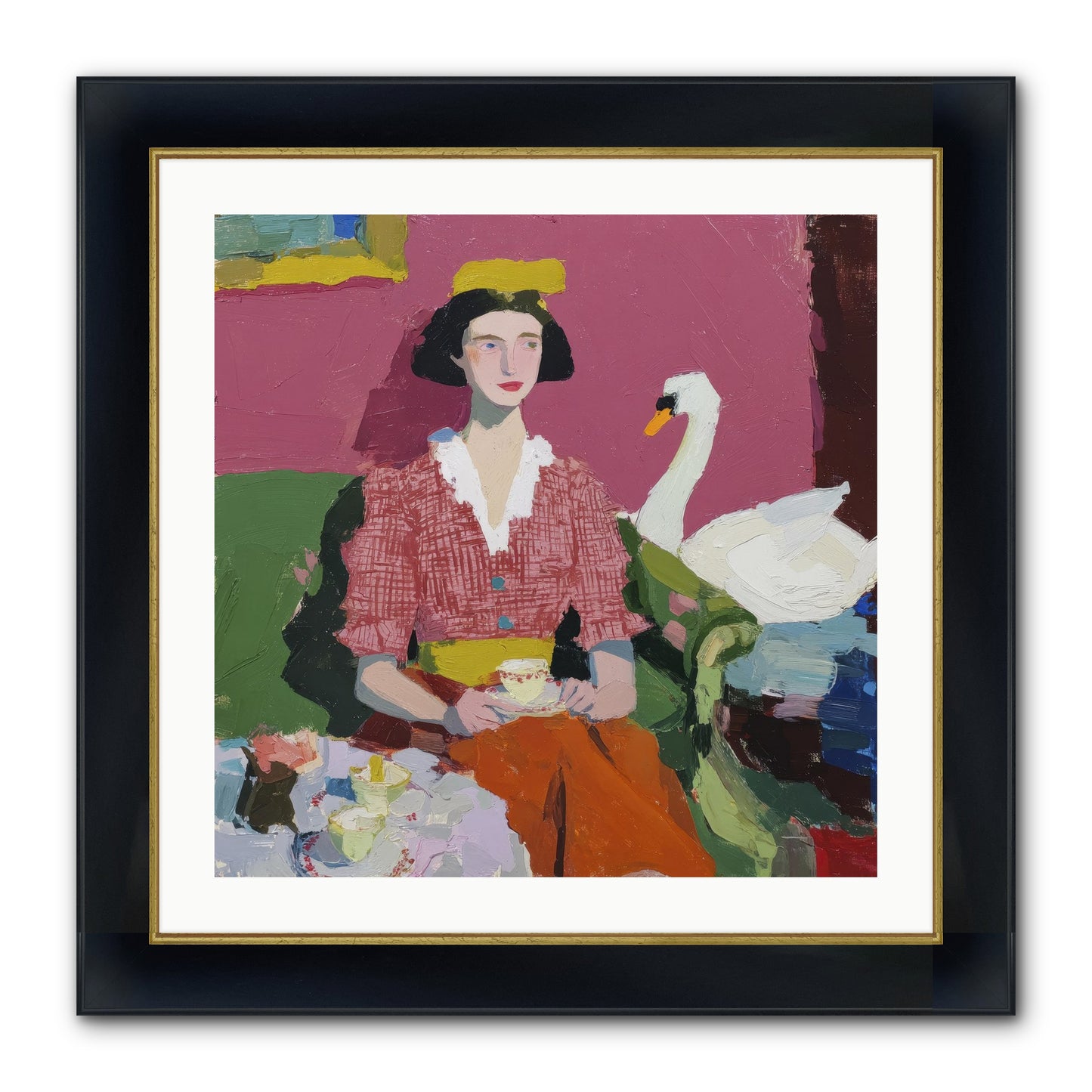The Unlikely Guest Framed Print - Wide Black w/Gold 24x24