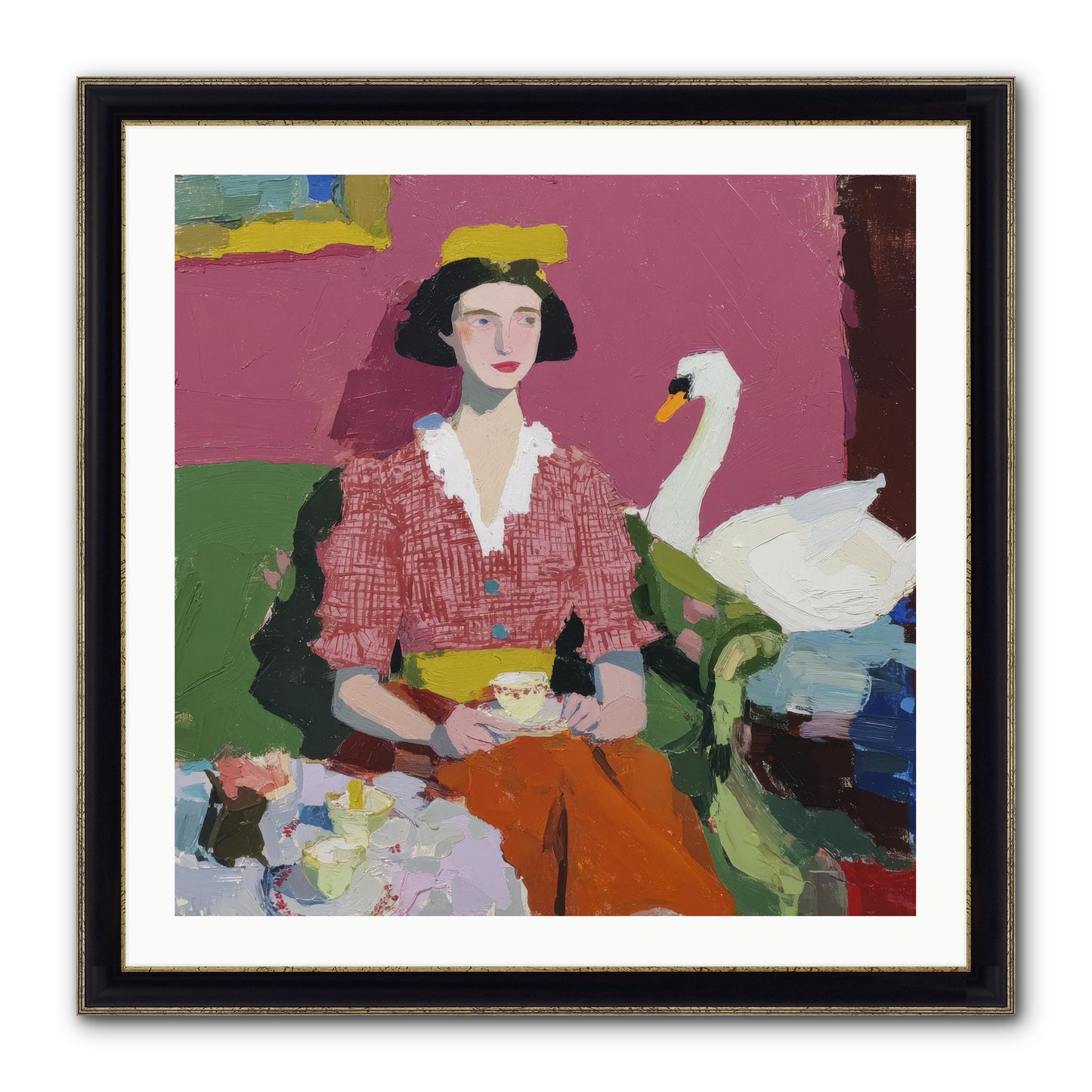 The Unlikely Guest Framed Print - Black & Gold 30x30