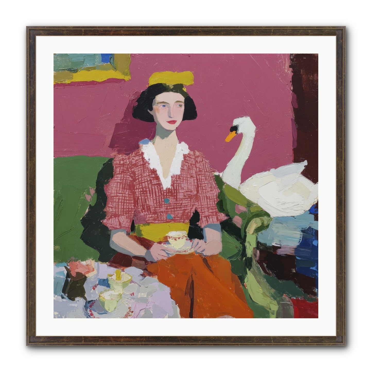 The Unlikely Guest Framed Print - Slimwoods Black/Gold 30x30