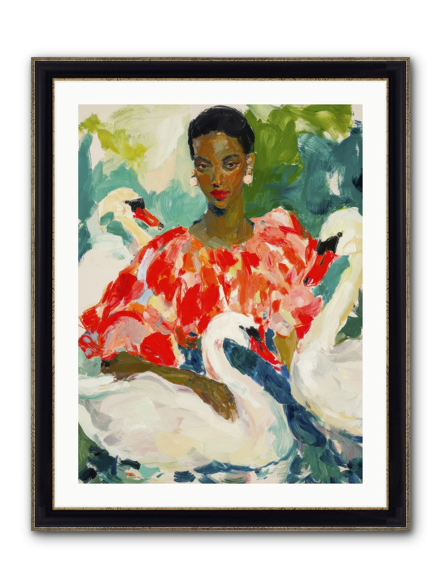 The Velvet Quill Framed Print - Black & Gold 24x32