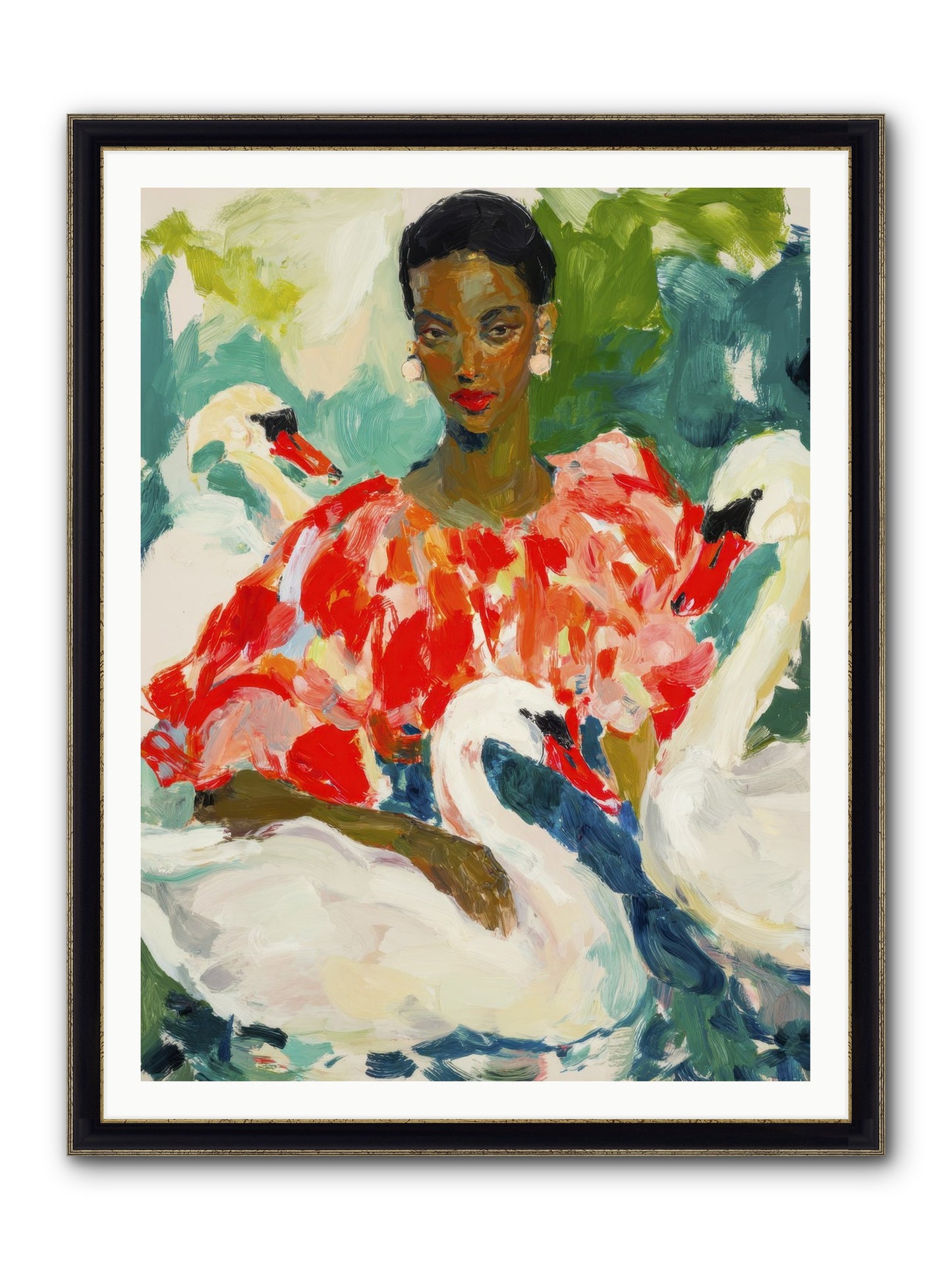 The Velvet Quill Framed Print - Black & Gold 36x48