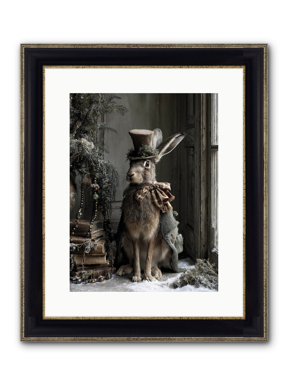 The Velveteen Visitor Framed Print - Black & Gold 12x16