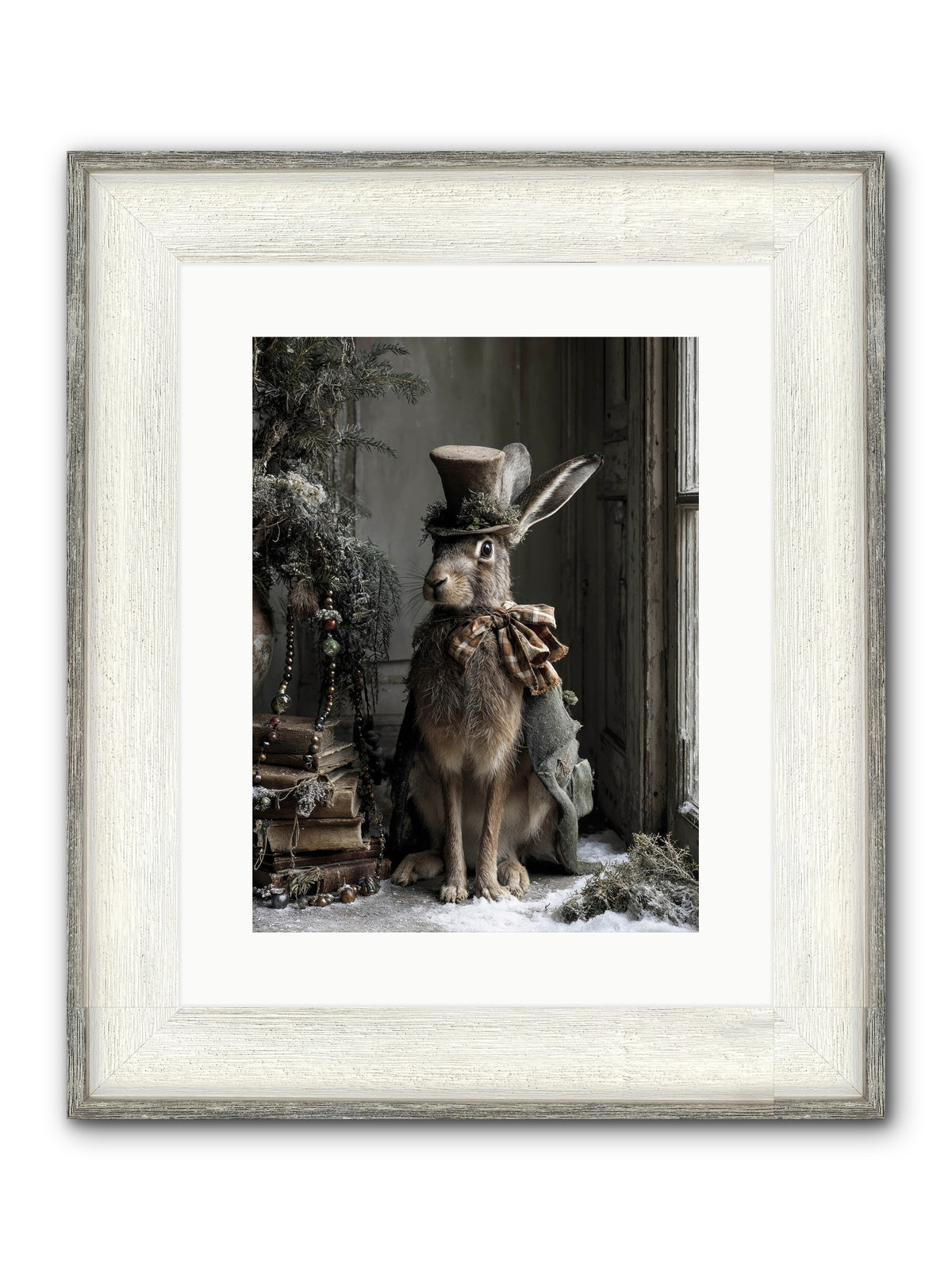 The Velveteen Visitor Framed Print - Driftwood White 12x16