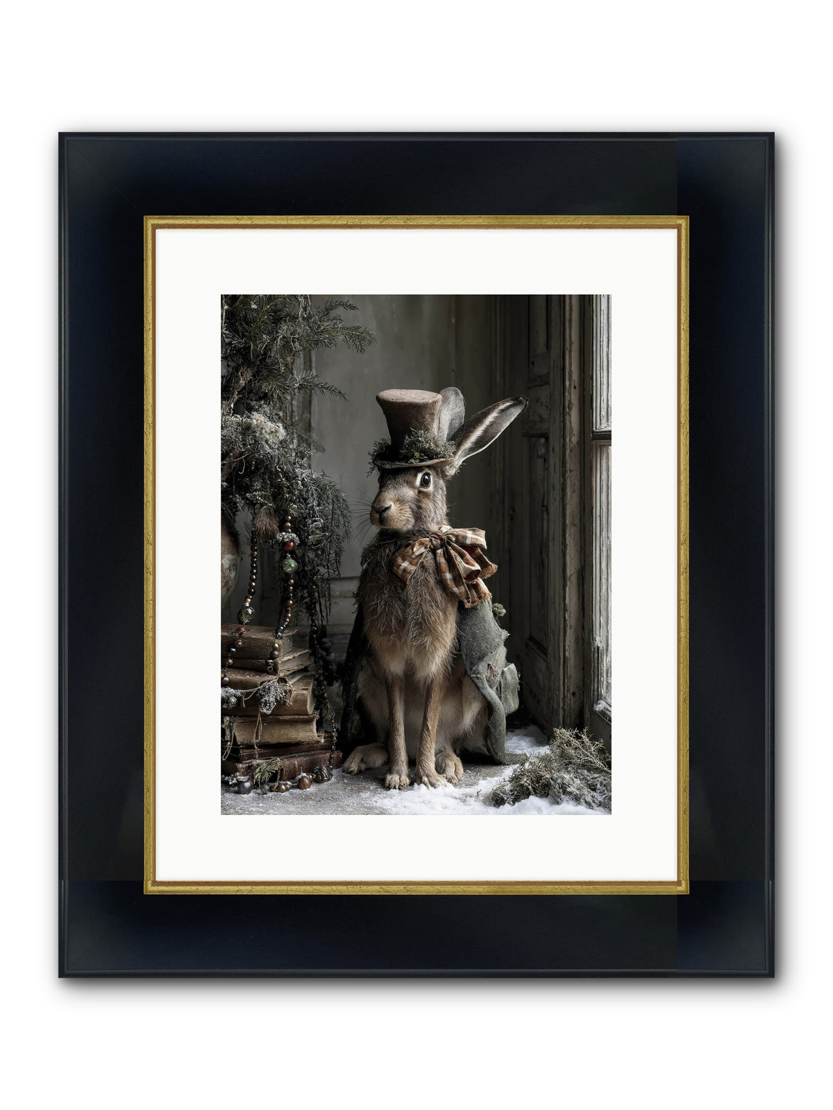 The Velveteen Visitor Framed Print - Wide Black w/Gold 12x16
