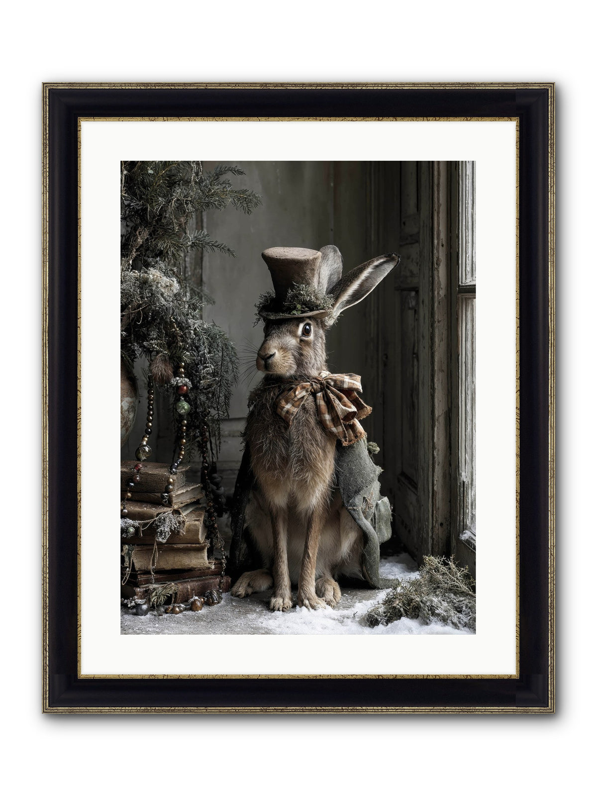 The Velveteen Visitor Framed Print - Black & Gold 18x24