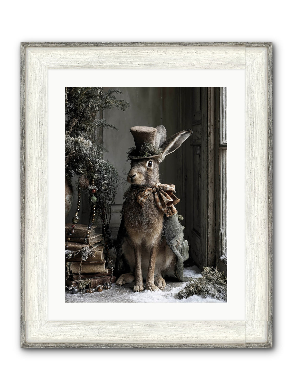 The Velveteen Visitor Framed Print - Driftwood White 18x24
