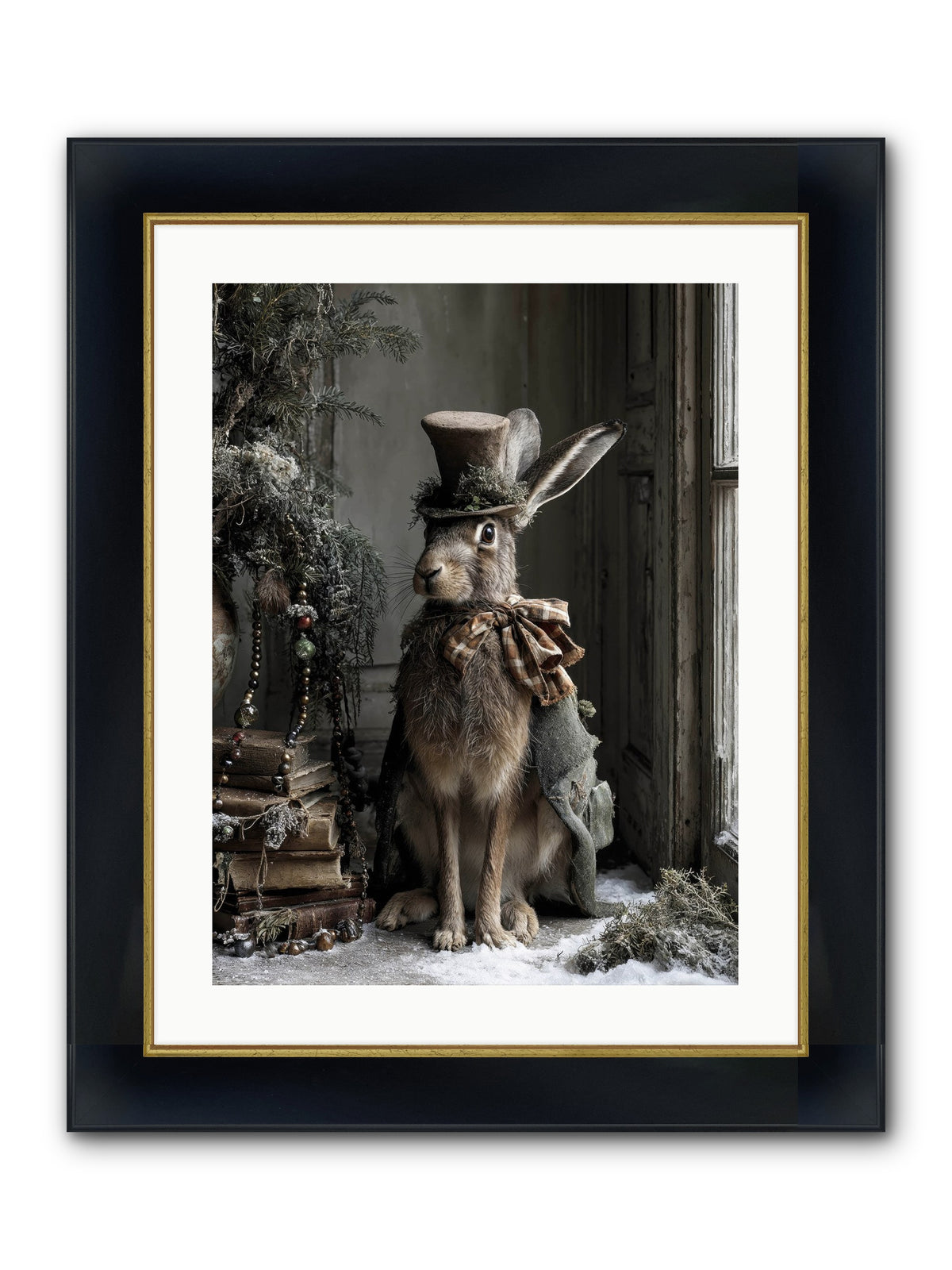 The Velveteen Visitor Framed Print - Wide Black w/Gold 18x24