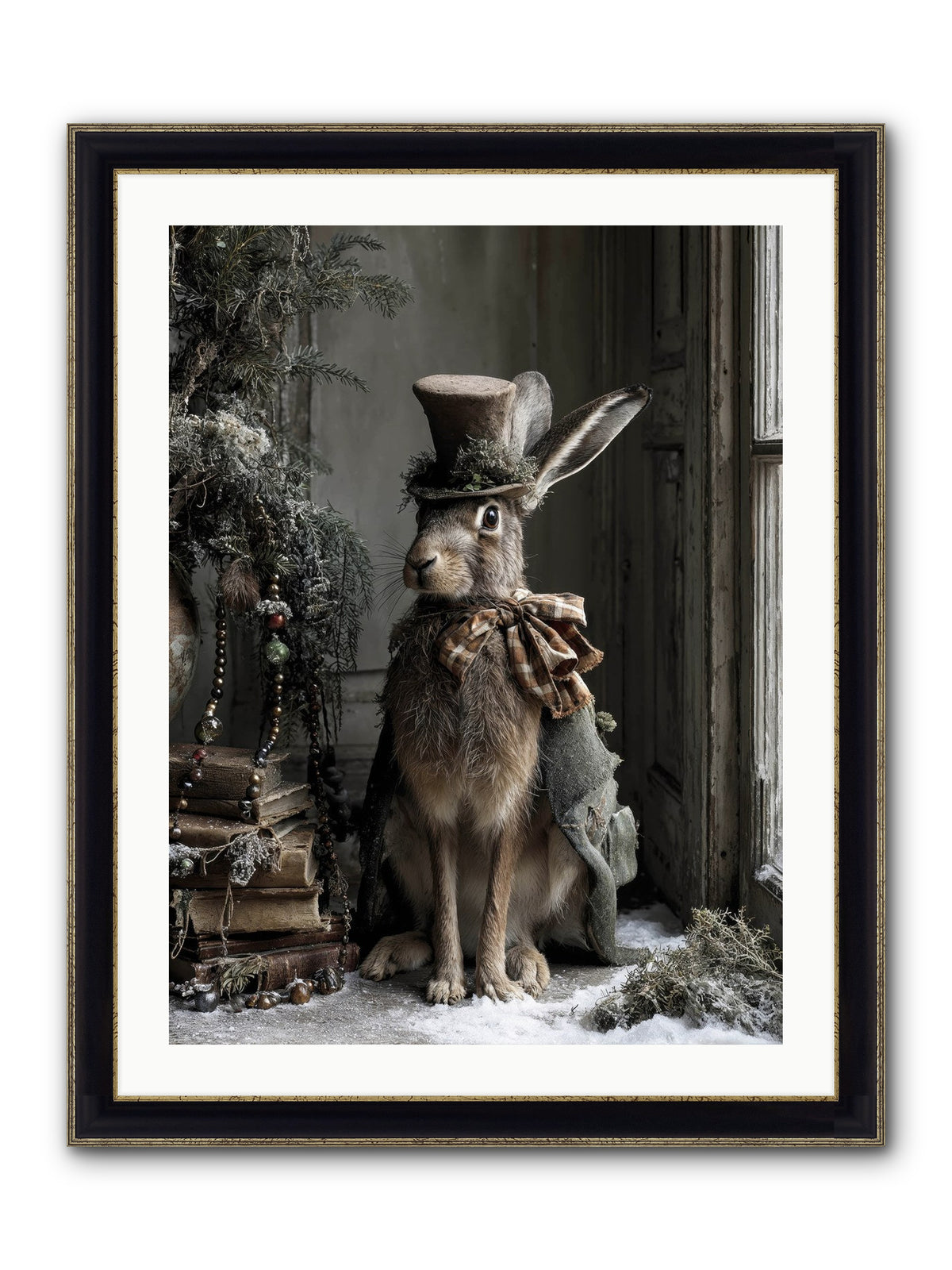 The Velveteen Visitor Framed Print - Black & Gold 24x32