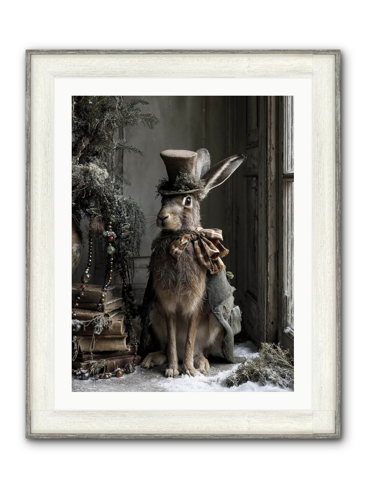 The Velveteen Visitor Framed Print - Driftwood White 24x32