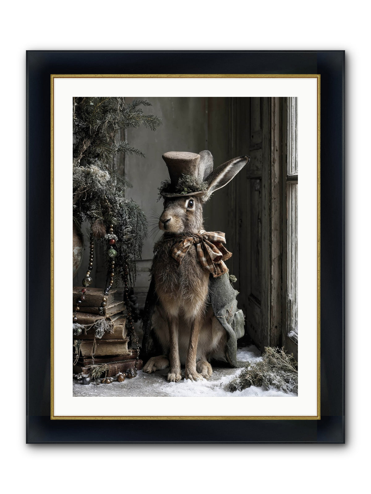 The Velveteen Visitor Framed Print - Wide Black w/Gold 24x32