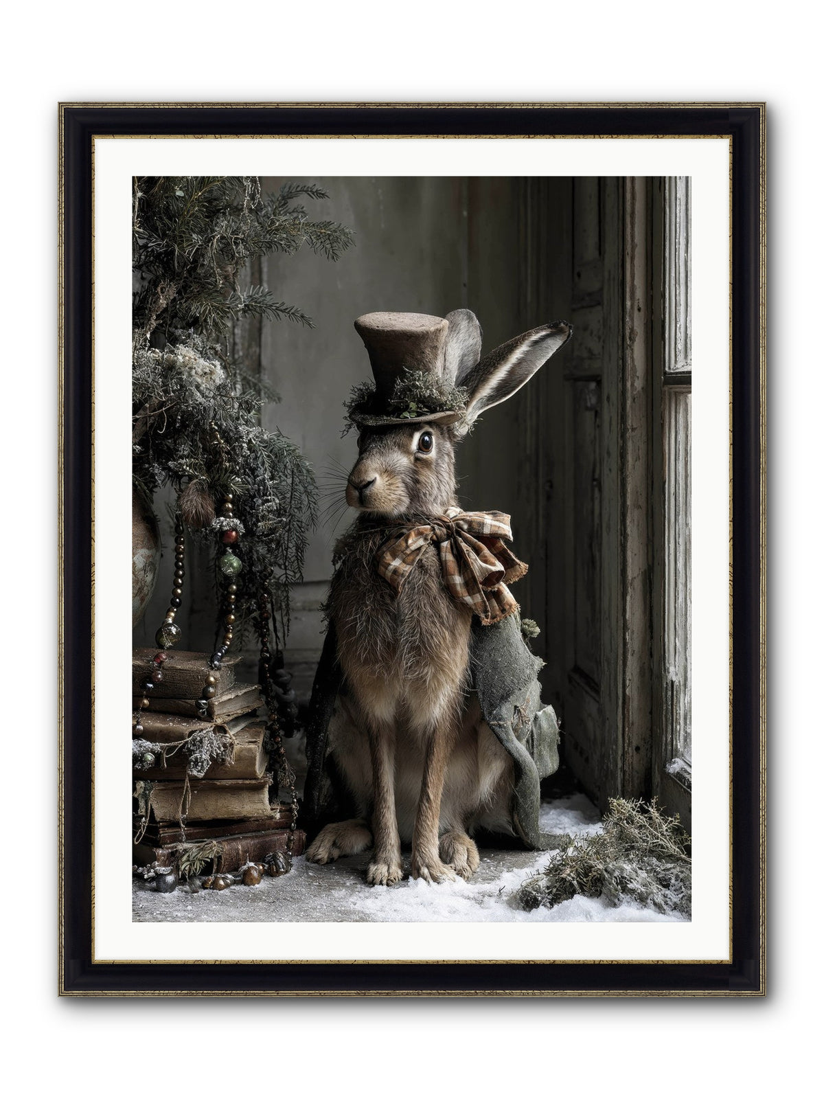 The Velveteen Visitor Framed Print - Black & Gold 30x40