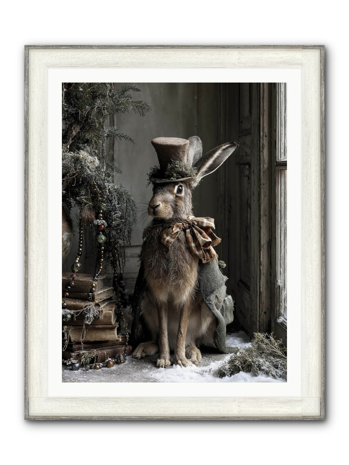 The Velveteen Visitor Framed Print - Driftwood White 30x40