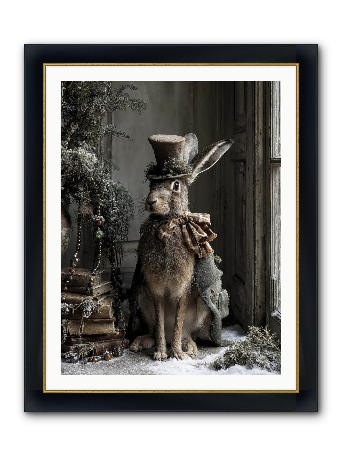 The Velveteen Visitor Framed Print - Wide Black w/Gold 30x40