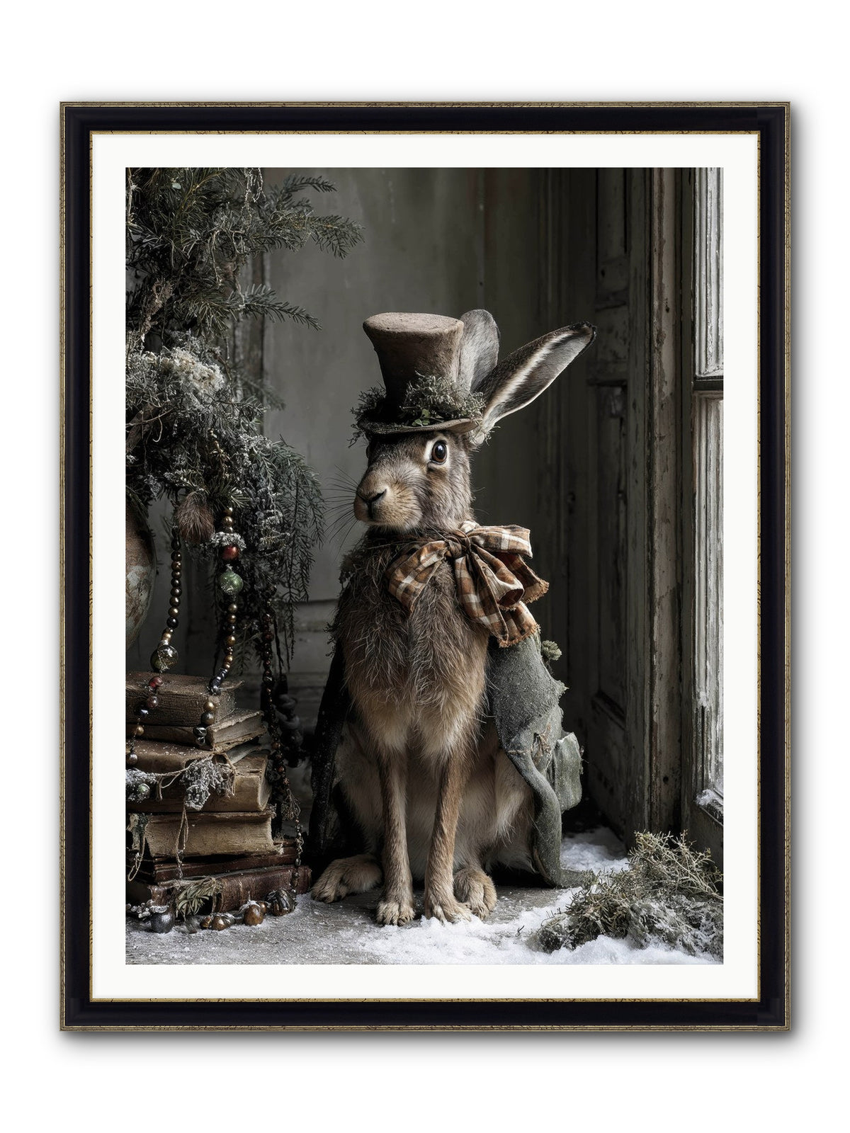 The Velveteen Visitor Framed Print - Black & Gold 36x48