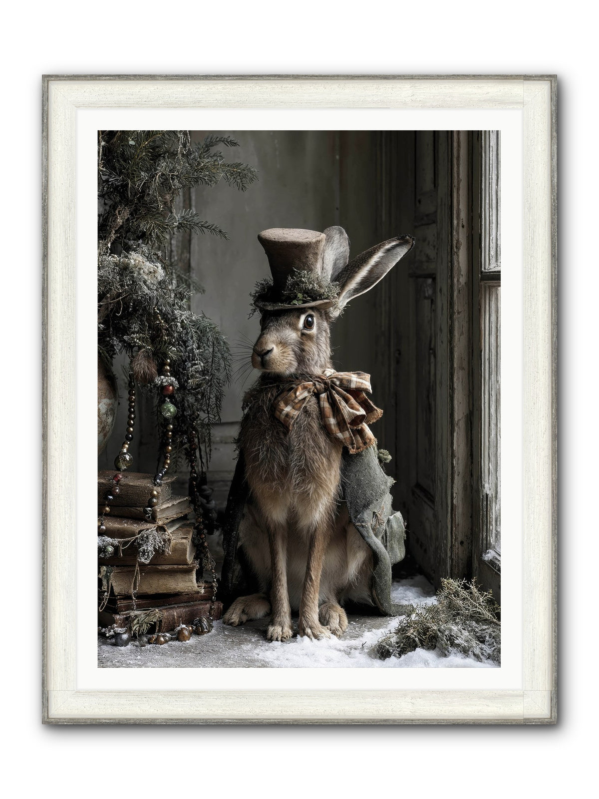 The Velveteen Visitor Framed Print - Driftwood White 36x48