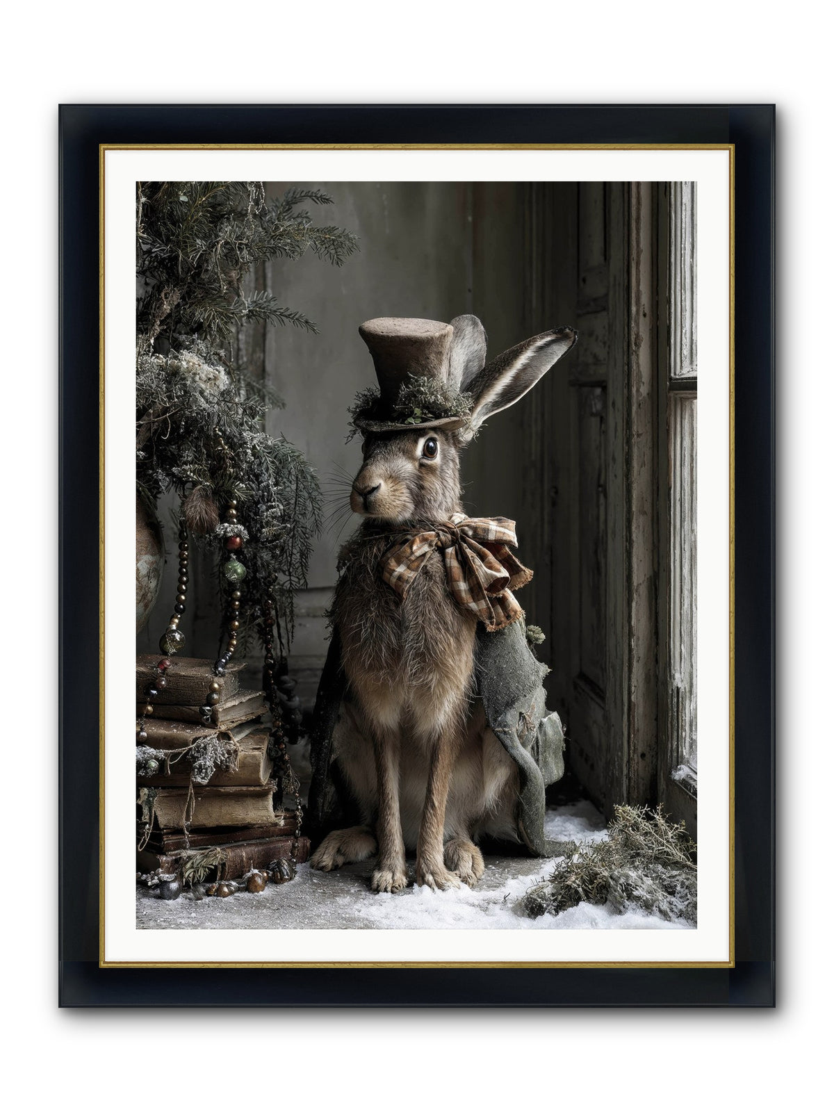 The Velveteen Visitor Framed Print - Wide Black w/Gold 36x48
