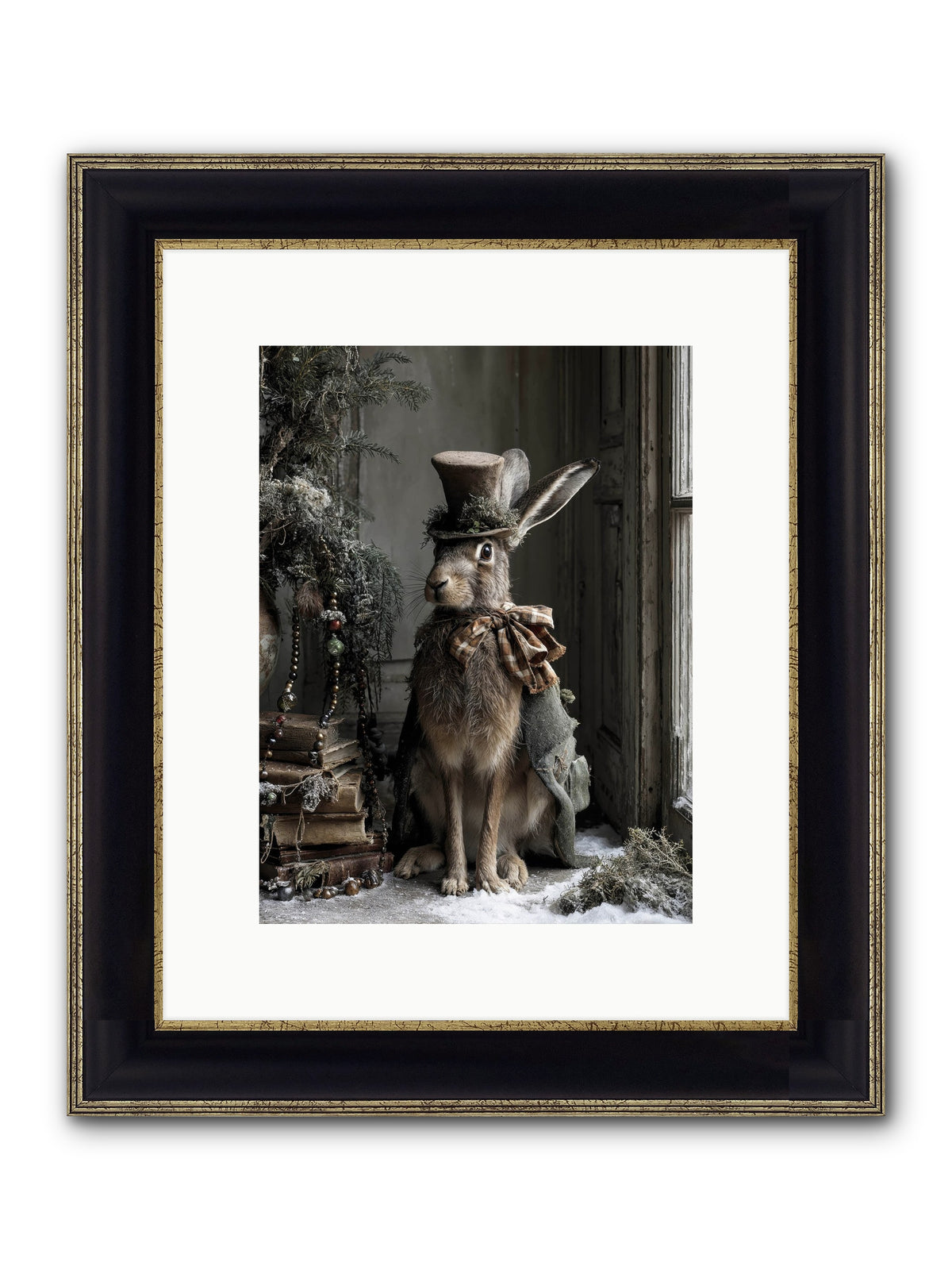 The Velveteen Visitor Framed Print - Black & Gold 9x12
