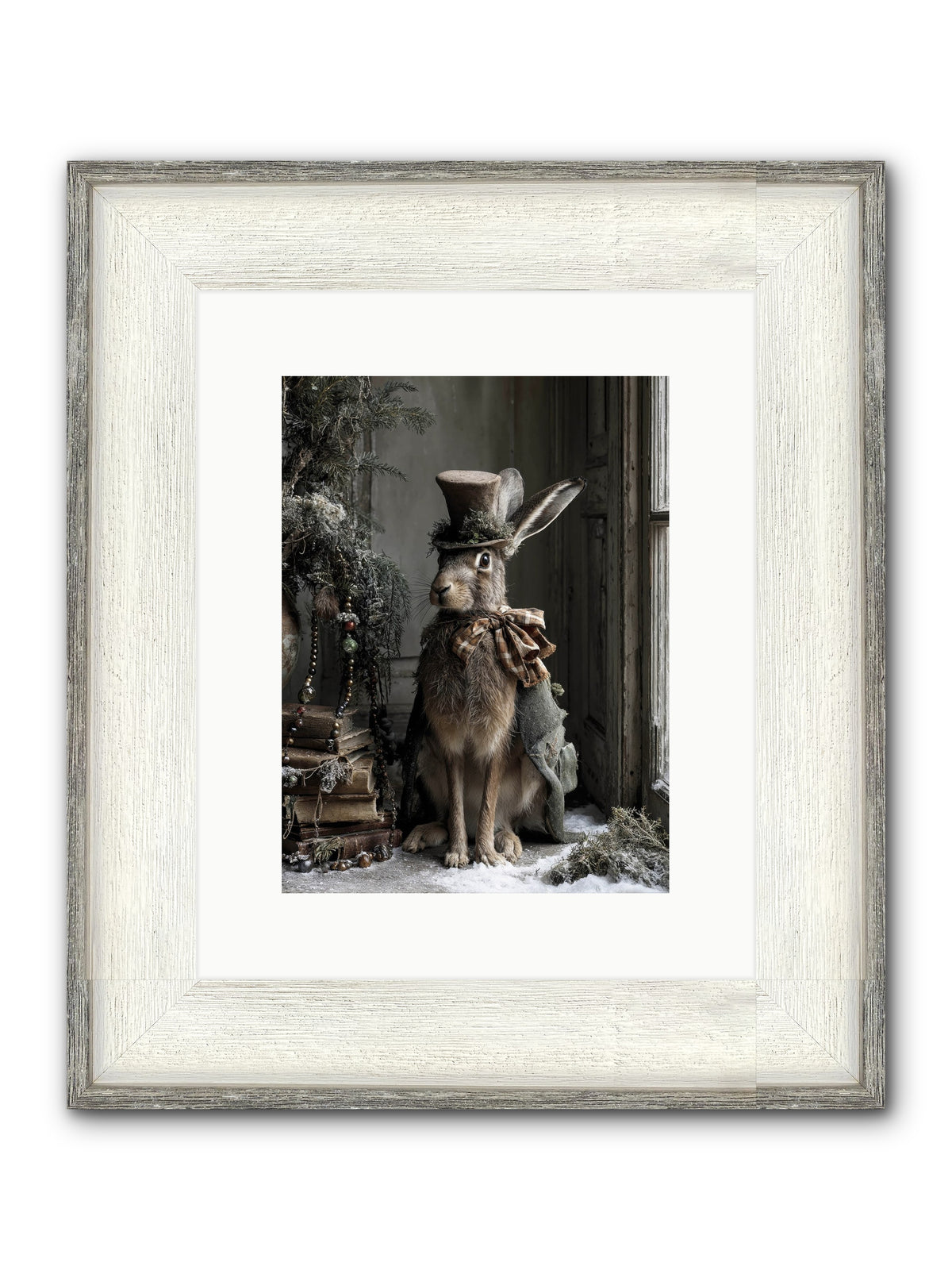 The Velveteen Visitor Framed Print - Driftwood White 9x12