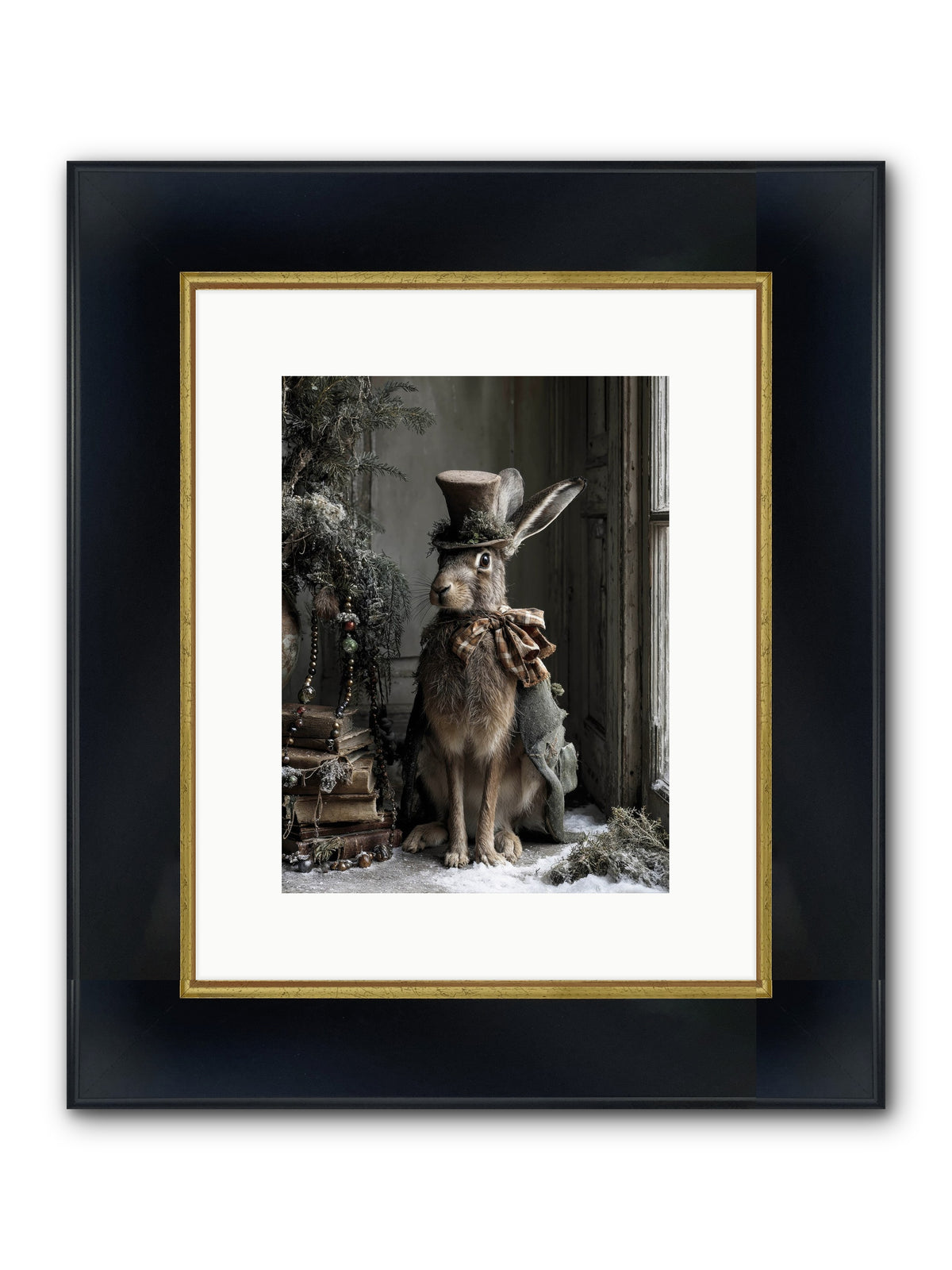 The Velveteen Visitor Framed Print - Wide Black w/Gold 9x12