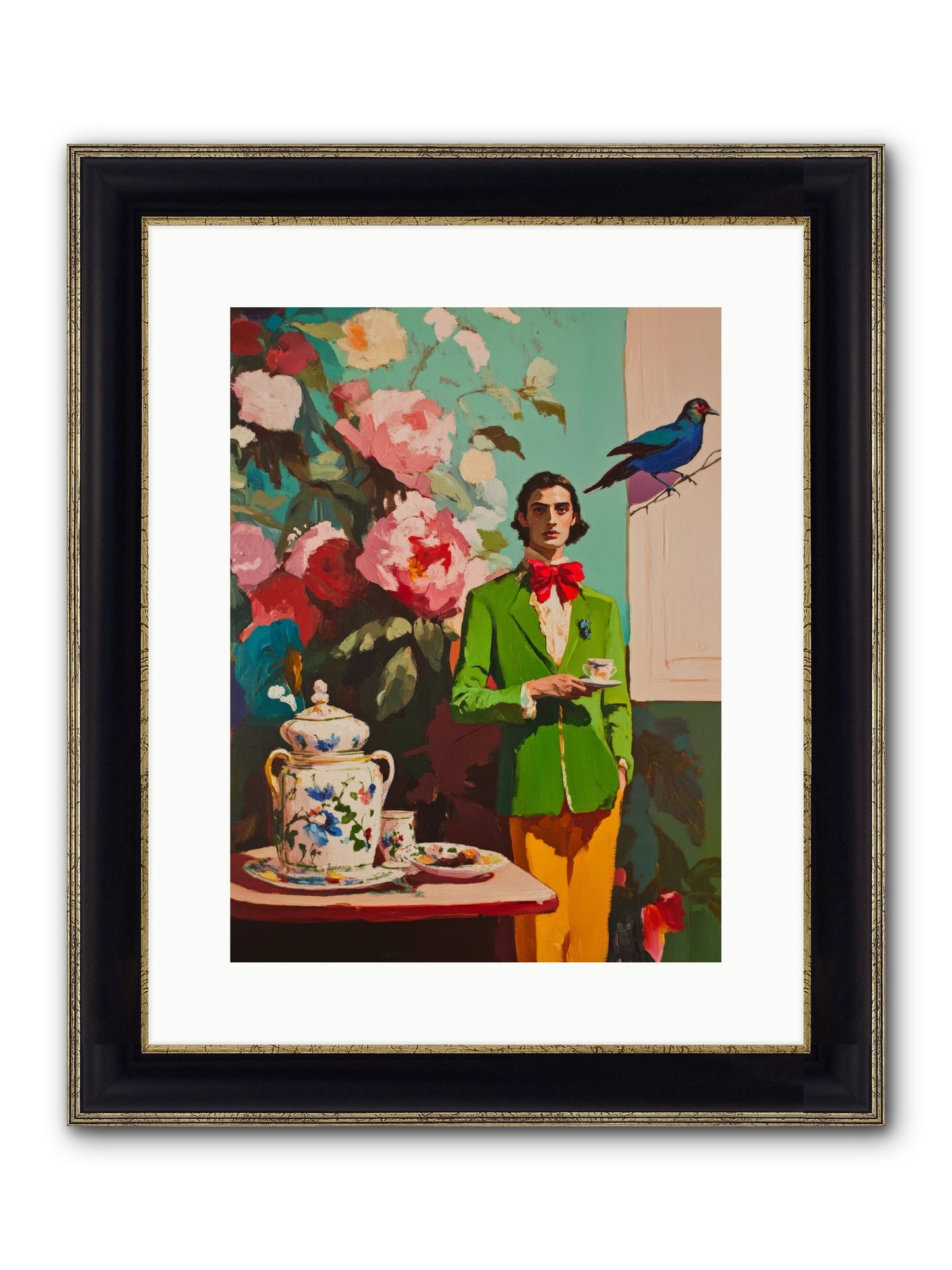 The Veranda Botanist Framed Print - Black & Gold 12x16