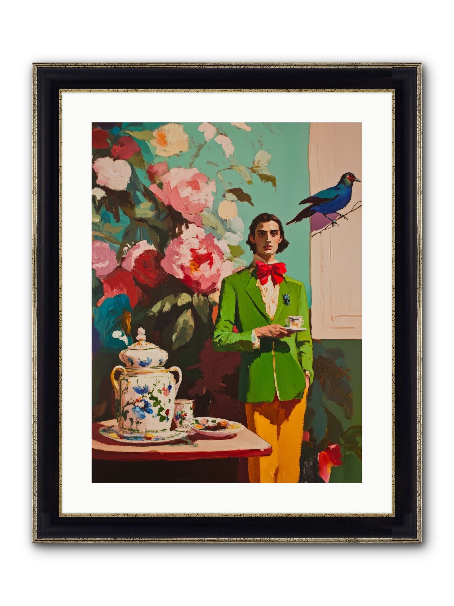 The Veranda Botanist Framed Print - Black & Gold 18x24