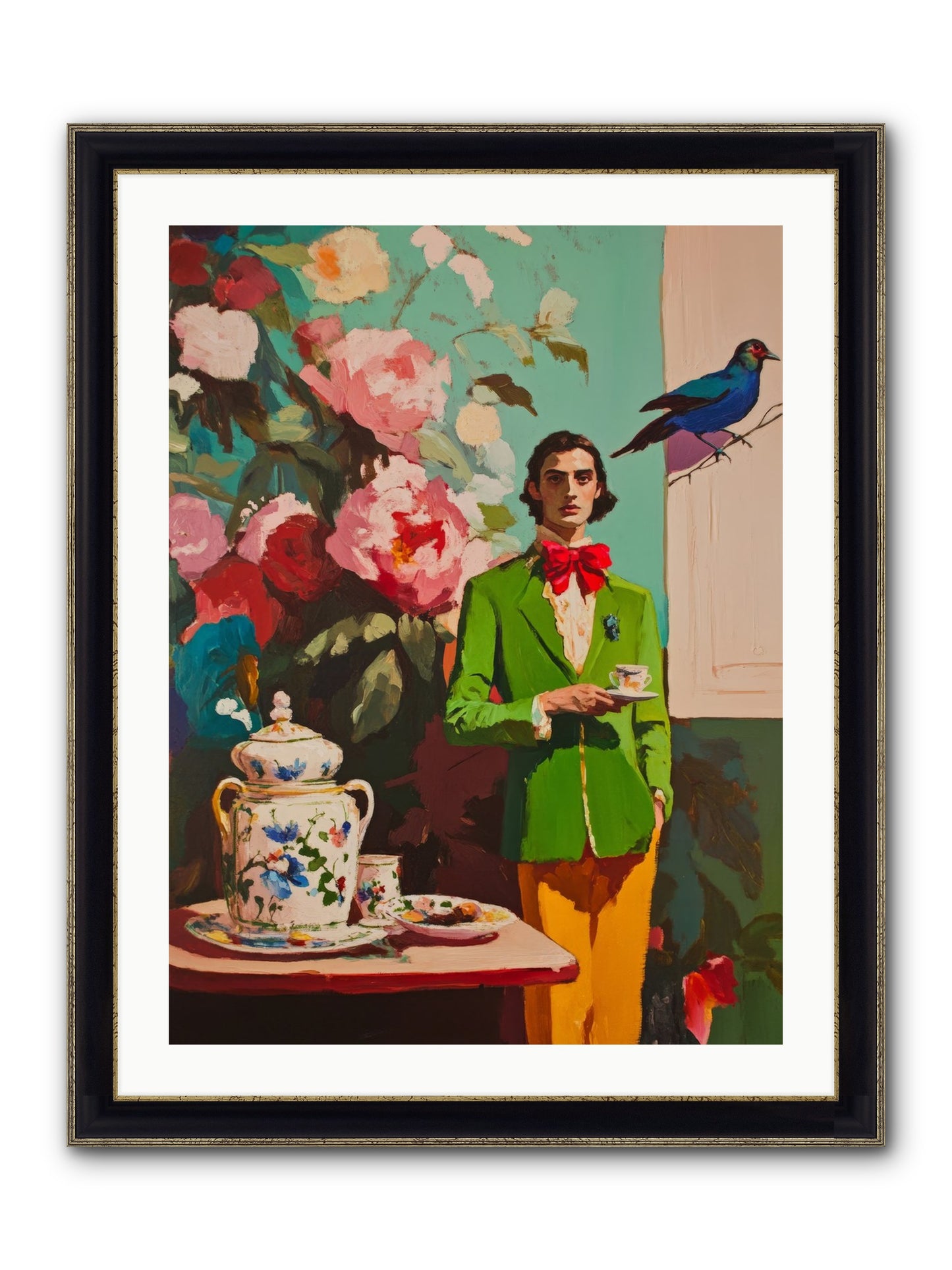 The Veranda Botanist Framed Print - Black & Gold 24x32