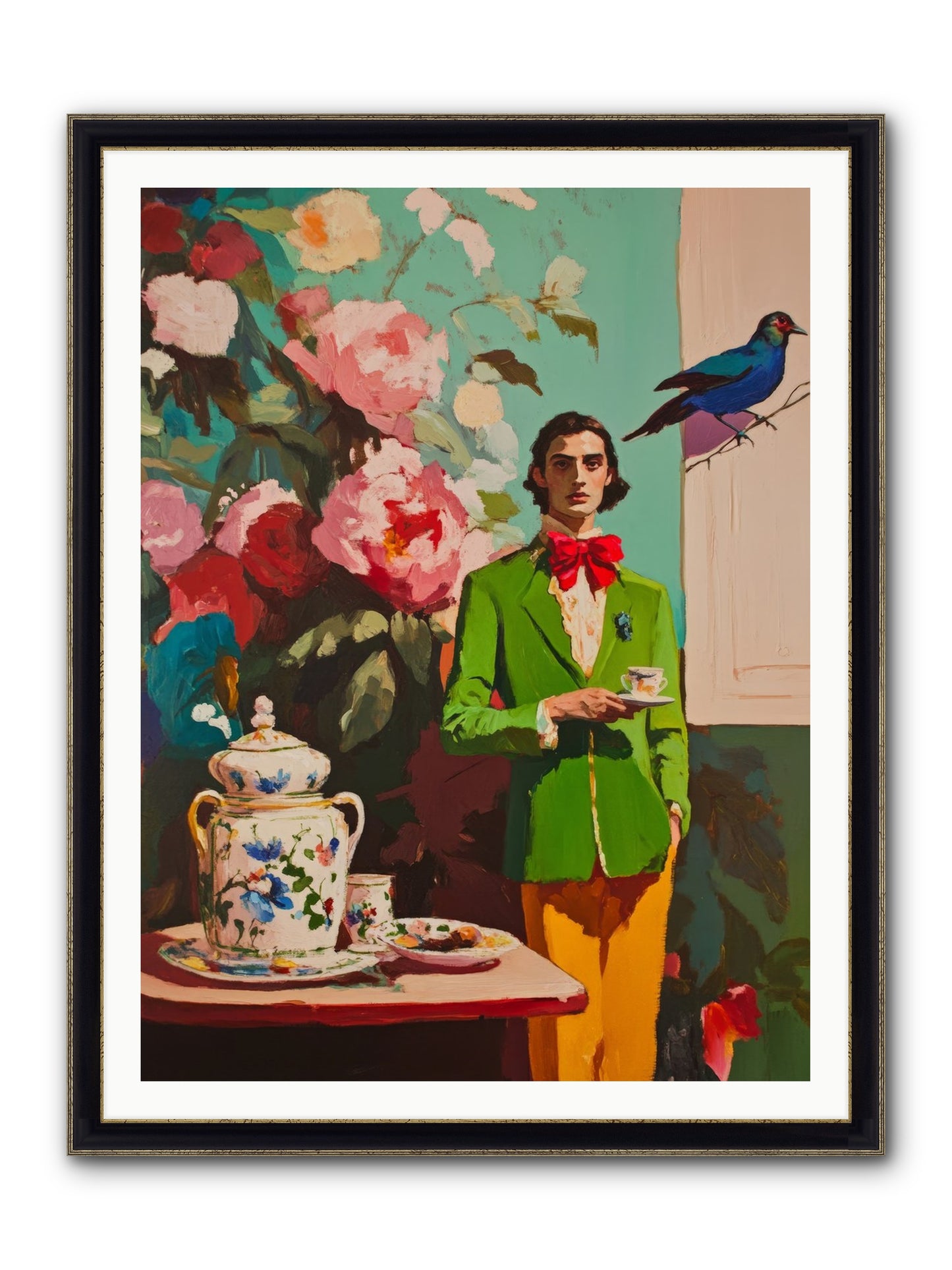 The Veranda Botanist Framed Print - Black & Gold 36x48