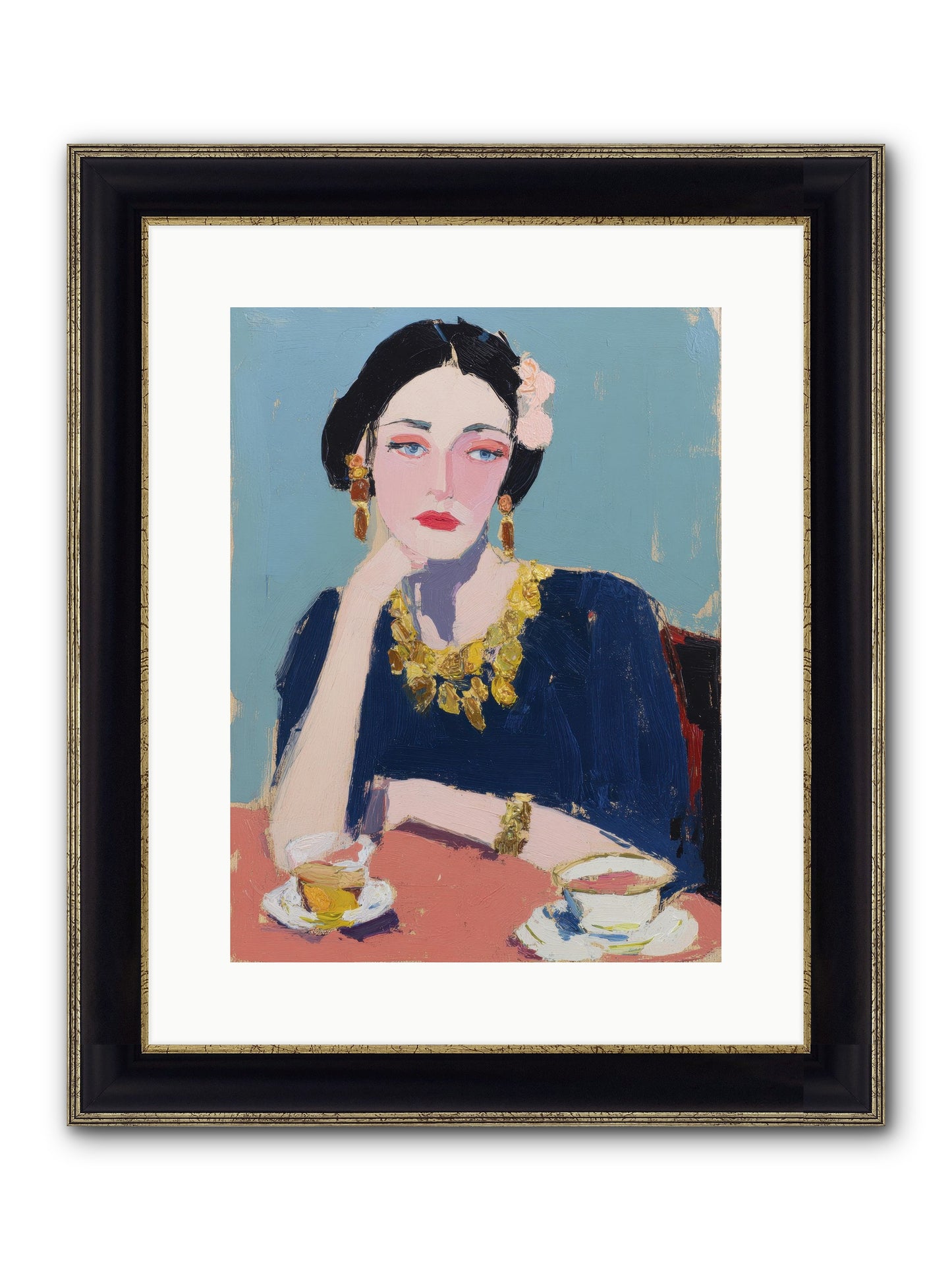 The Waiting Hour Framed Print - Black & Gold 12x16