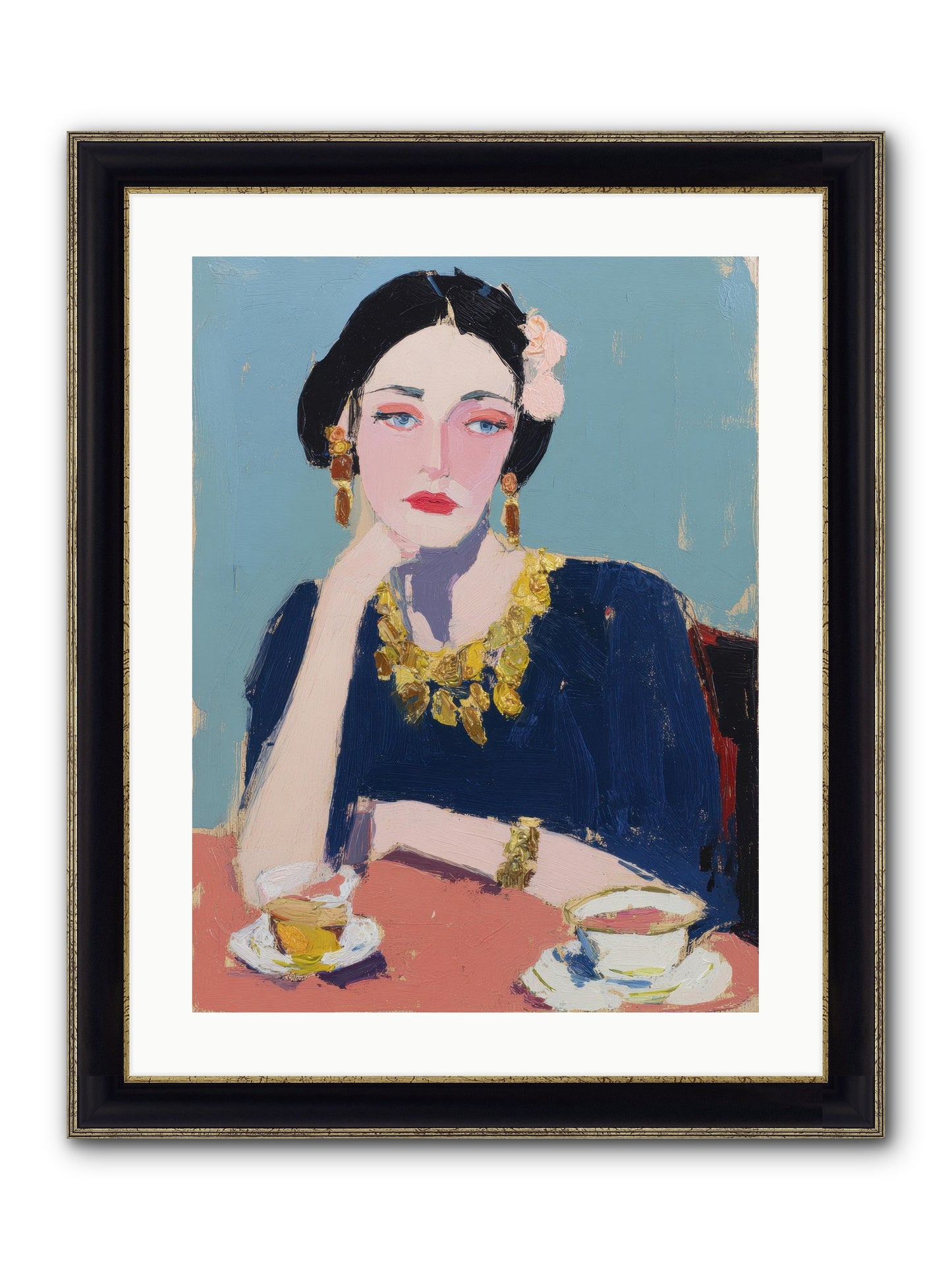The Waiting Hour Framed Print - Black & Gold 18x24