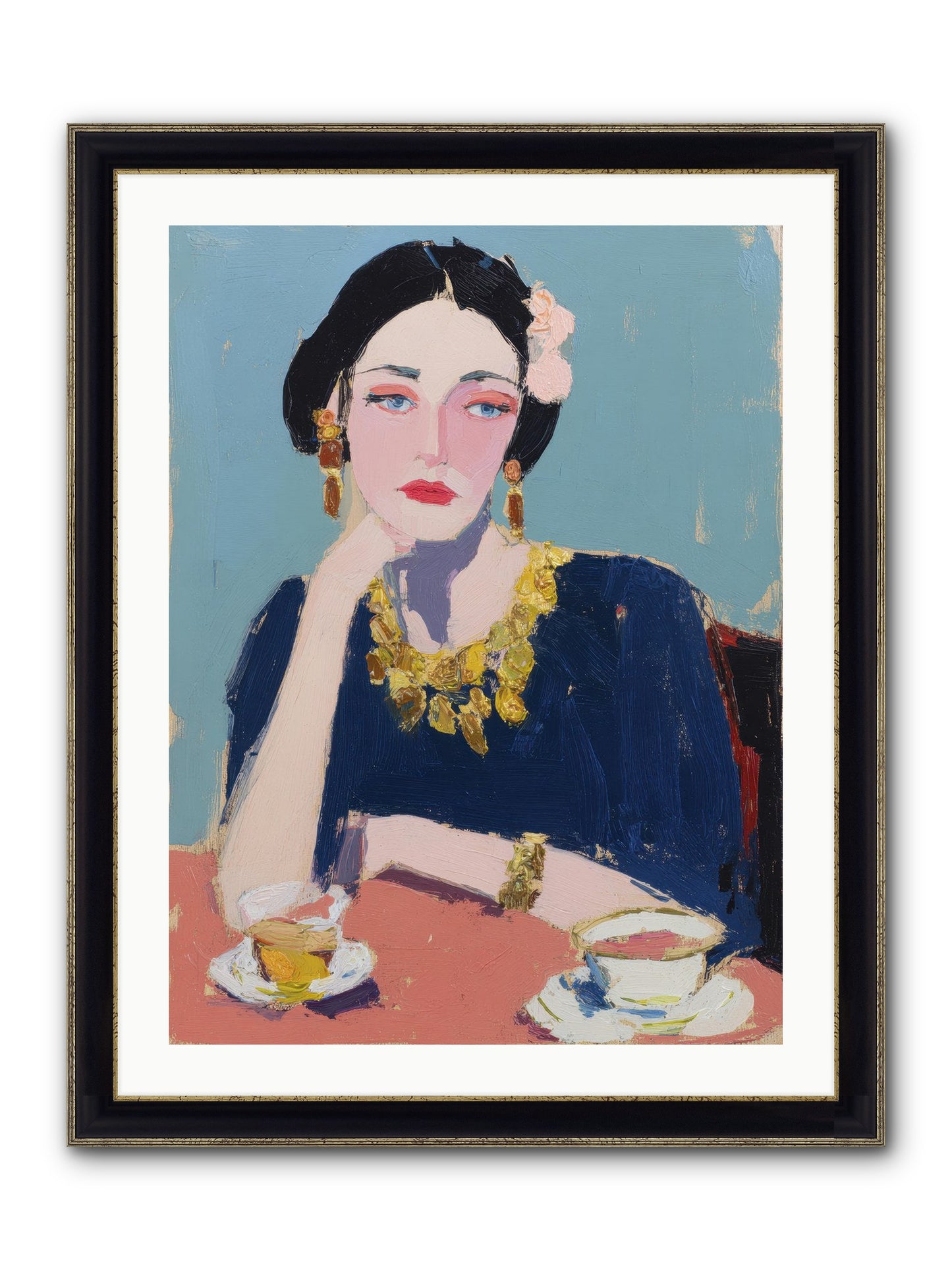 The Waiting Hour Framed Print - Black & Gold 24x32