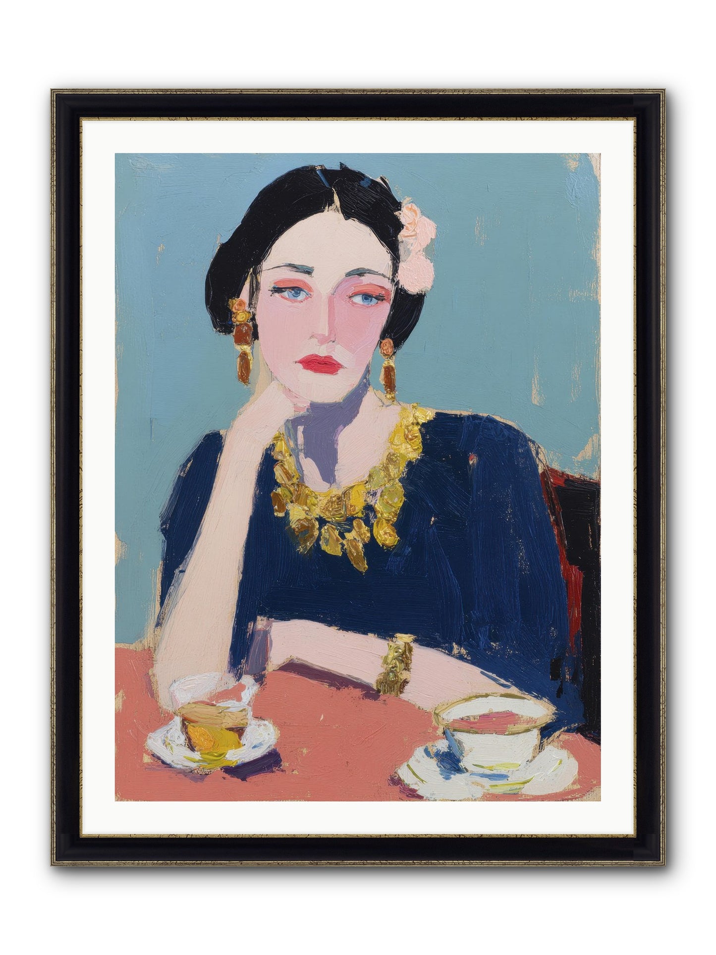 The Waiting Hour Framed Print - Black & Gold 30x40