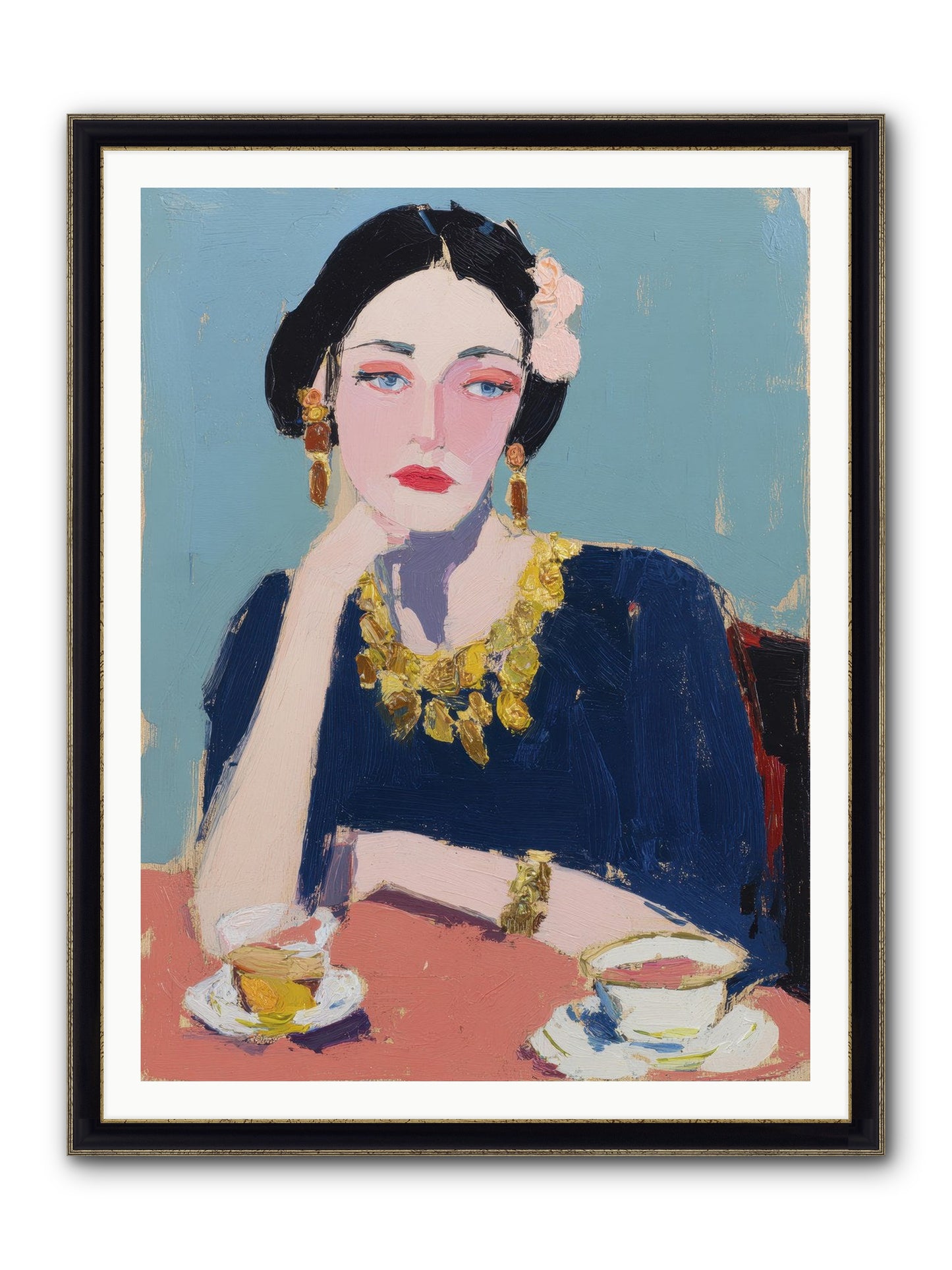 The Waiting Hour Framed Print - Black & Gold 36x48
