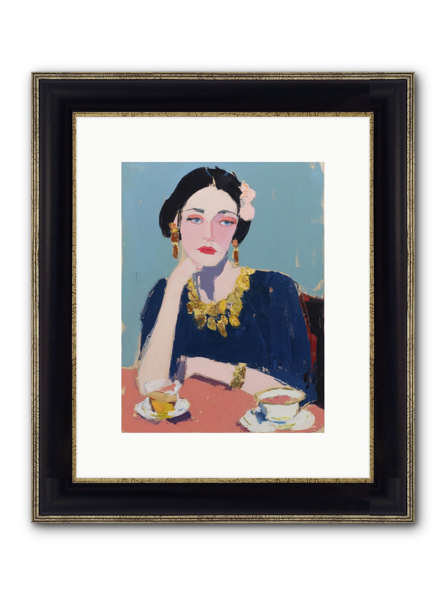 The Waiting Hour Framed Print - Black & Gold 9x12
