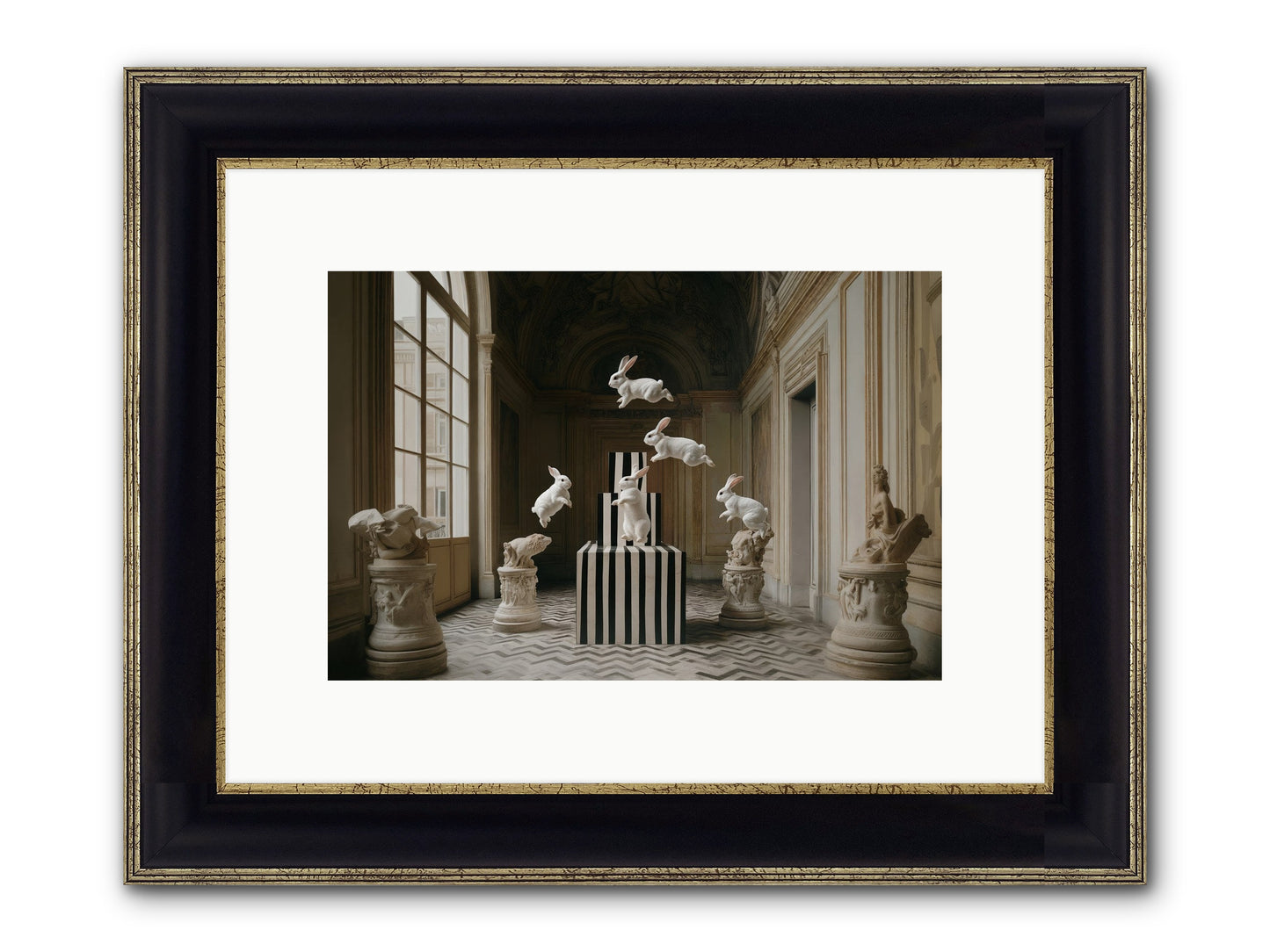 The Whimsical Hour Framed Print - Black & Gold 12x8