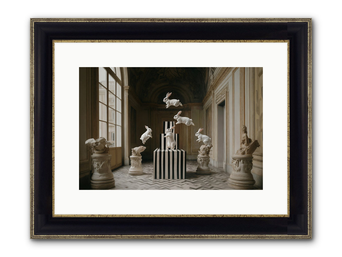 The Whimsical Hour Framed Print - Black & Gold 15x10