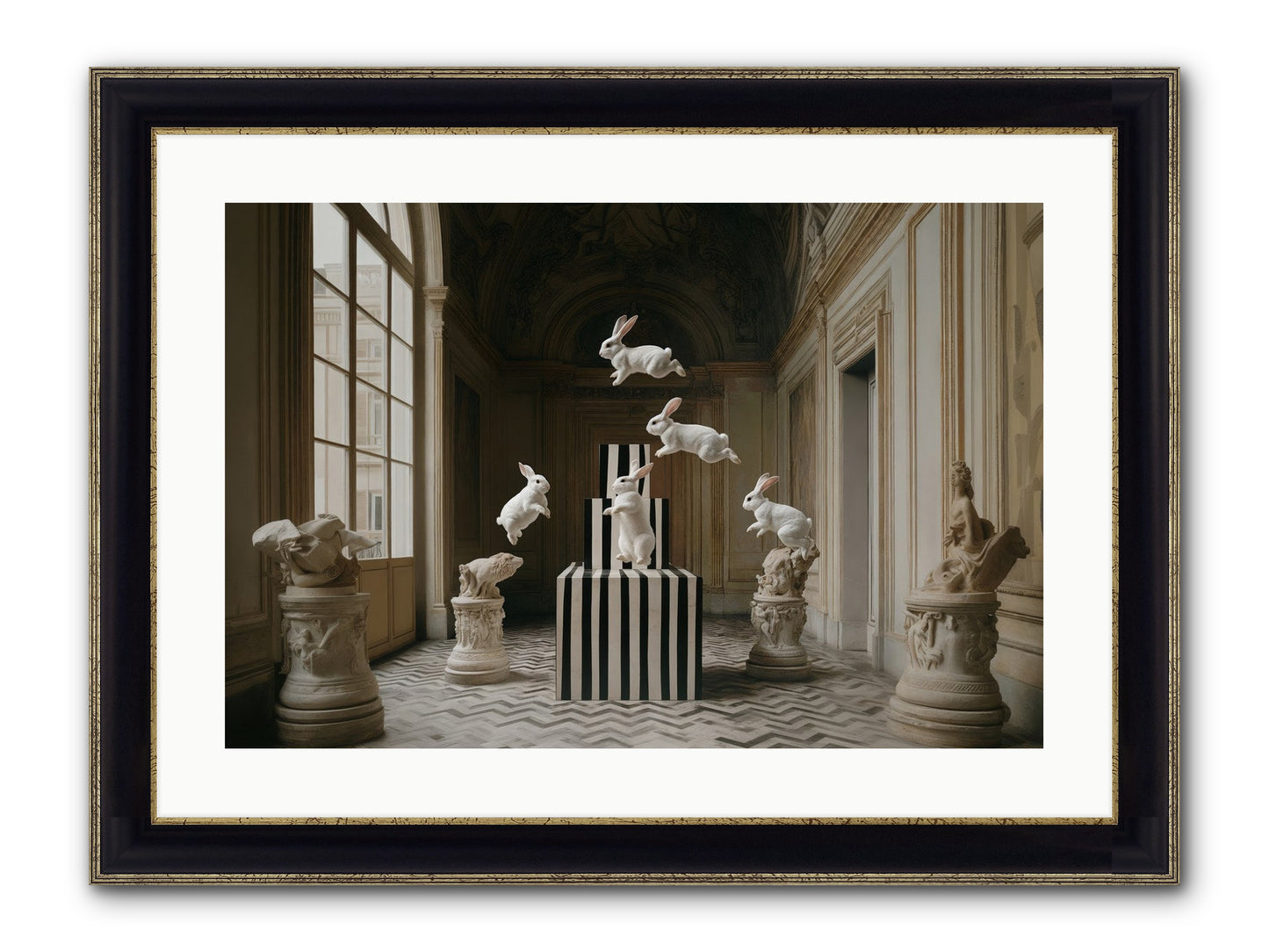The Whimsical Hour Framed Print - Black & Gold 24x16