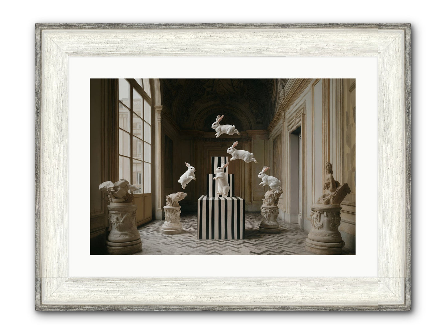 The Whimsical Hour Framed Print - Driftwood White 24x16